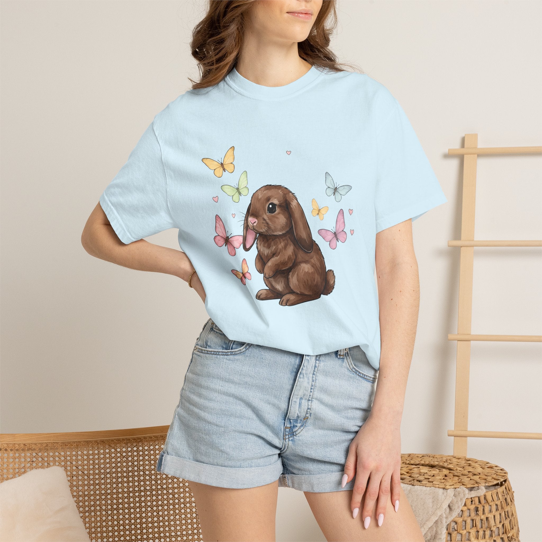Rabbit Bunny Shirt Easter Wildlife Gift Women Paint Tee Bunny T-Shirt Easter Fan Hare Tshirt Wildlife Graphic Sketch Moths Tshirt