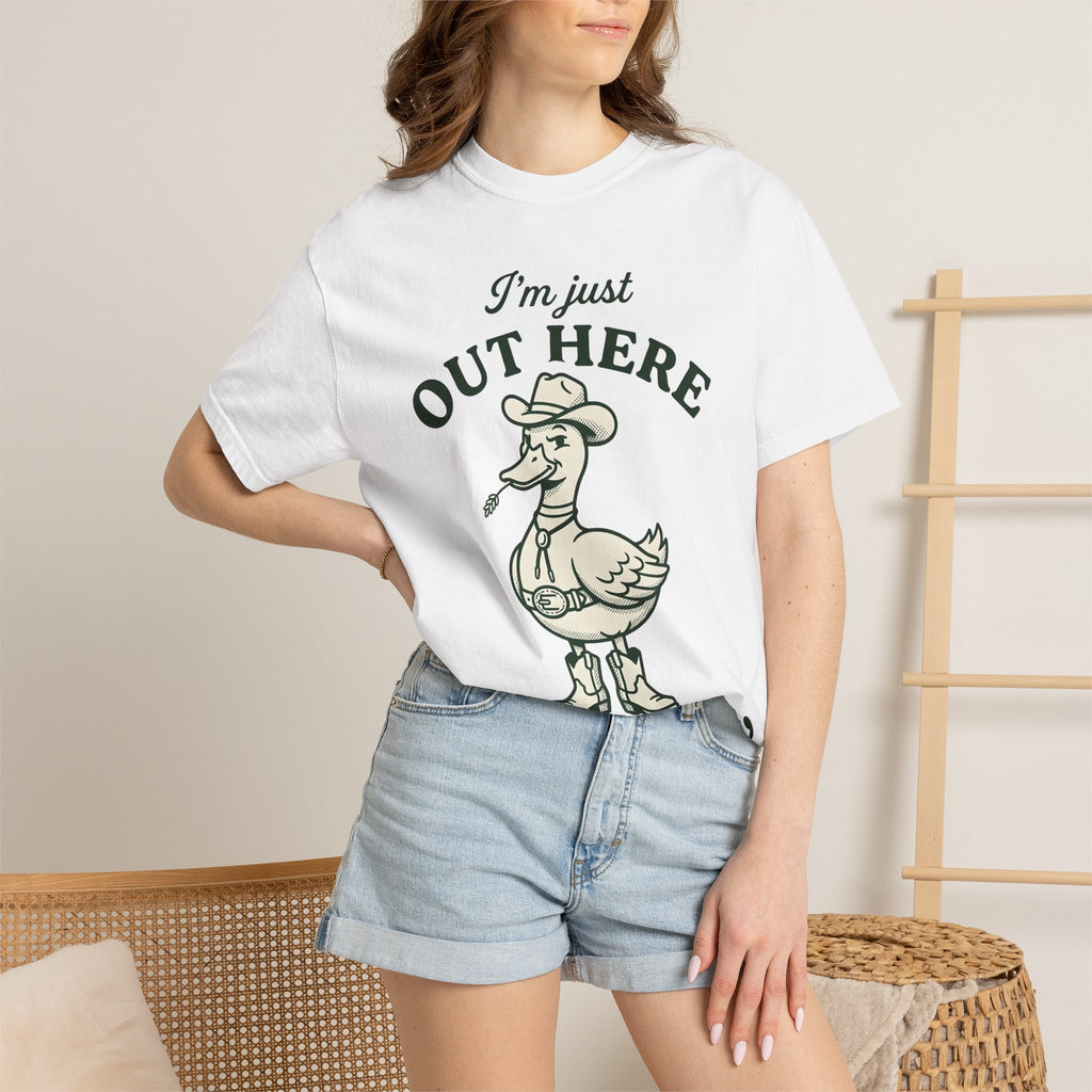 Western Duck Shirt Funny Wildlife Gift Women Comic Tee Duck T-Shirt Humor Fan Cartoon Tshirt Wildlife Graphic Retro Western Hat Tshirt