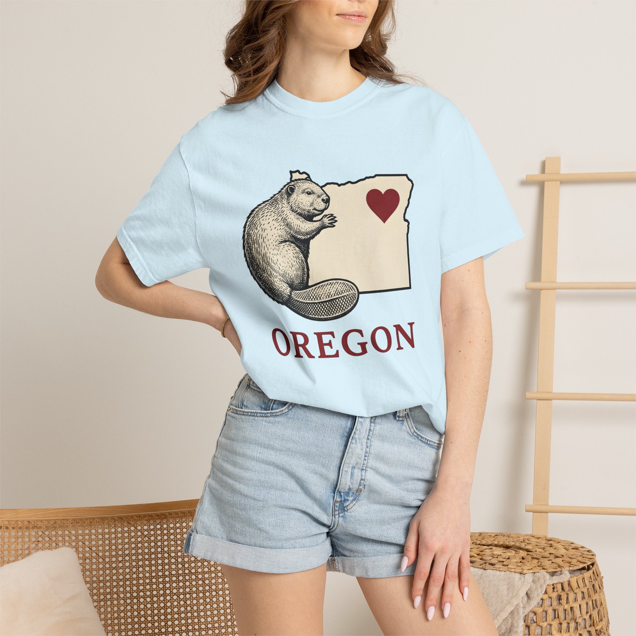 Beaver Illustration Shirt Oregon Wildlife Gift Women Sketch Tee Beaver T-Shirt Pacific Northwest Fan Dam Graphic Retro Love Symbol Tshirt