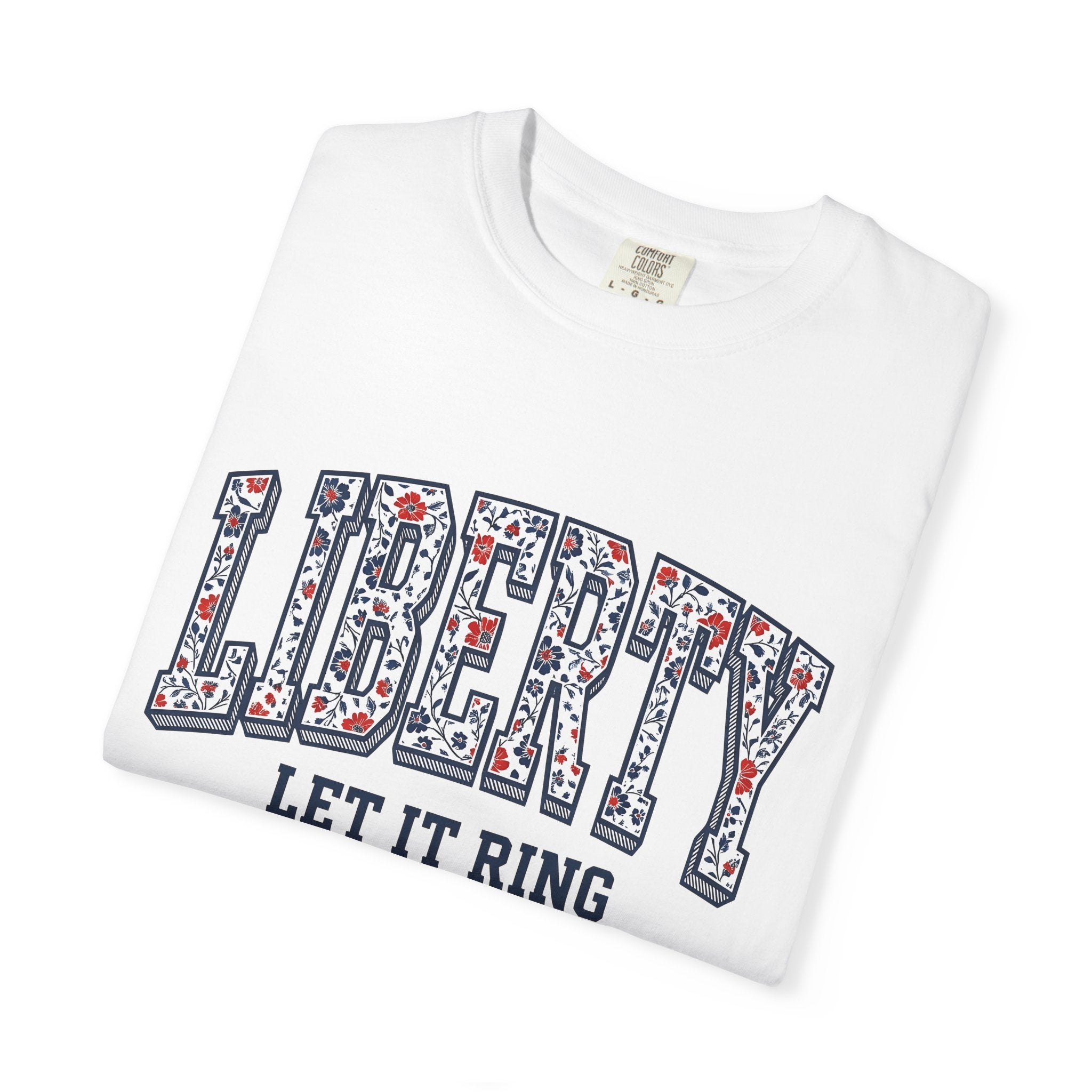 Floral Liberty Bell Shirt America Holiday Gift Women Patriotic Tee Liberty Bell T-Shirt American Fan Patriotic Tshirt Holiday Graphic