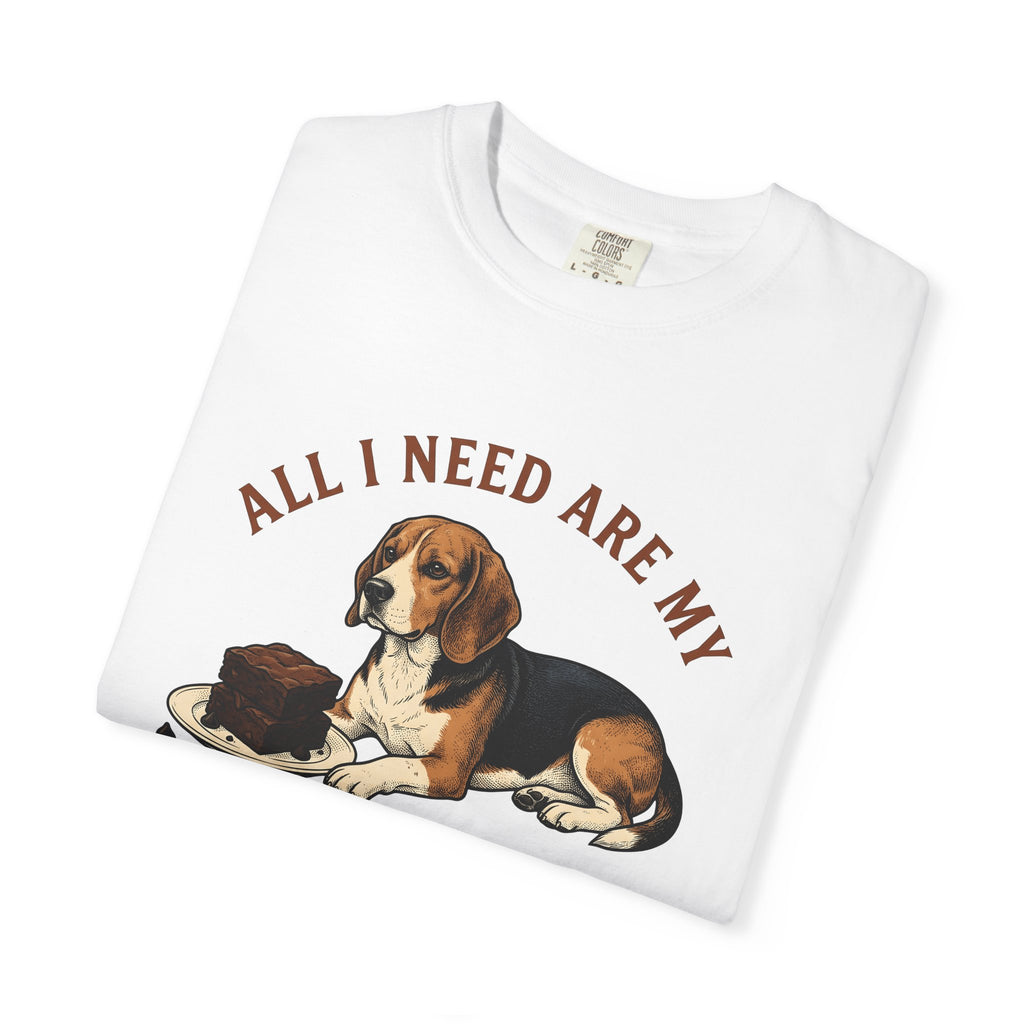 Beagle Dog Shirt Dog Dessert Gift Women Vintage Tee Hound T-Shirt Dog Fan Retro Tshirt Pastry Graphic Hand Drawn Brownies Tshirt