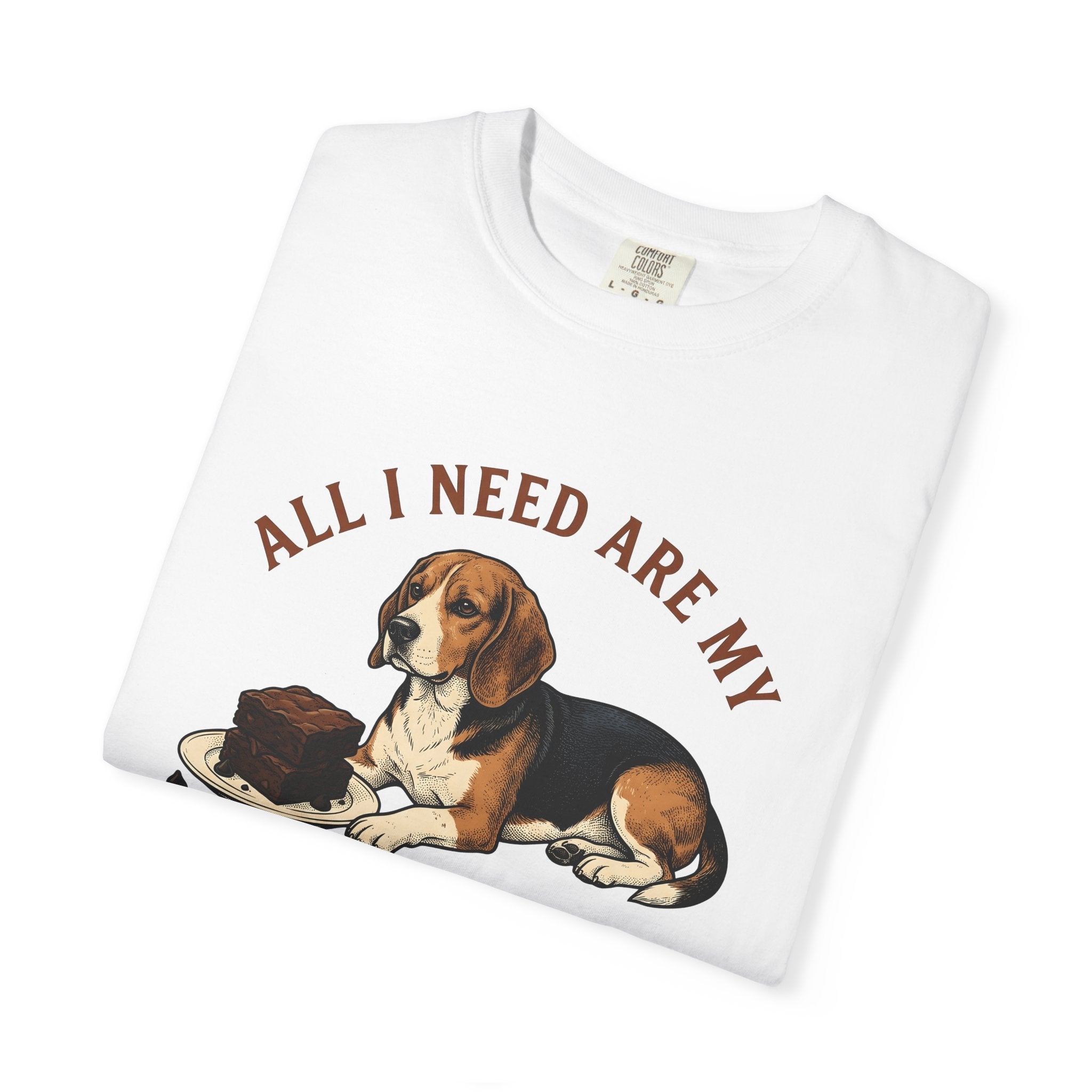 Beagle Dog Shirt Dog Dessert Gift Women Vintage Tee Hound T-Shirt Dog Fan Retro Tshirt Pastry Graphic Hand Drawn Brownies Tshirt