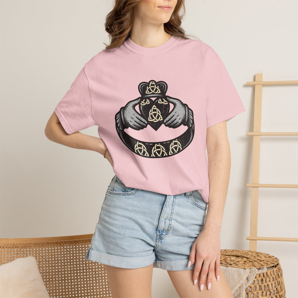 Claddagh Accessory Shirt St Patrick's Day Heritage Gift Women Sketch Tee Claddagh T-Shirt St Patrick's Day Enthusiast Drawing Illustration