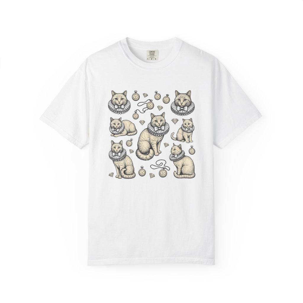Noble Cat Shirt Cat Wildlife Gift Women Rustic Tee Kitty T-Shirt Cat Fan Feline Tshirt Animal Graphic Outline Pocket Timepiece Tshirt