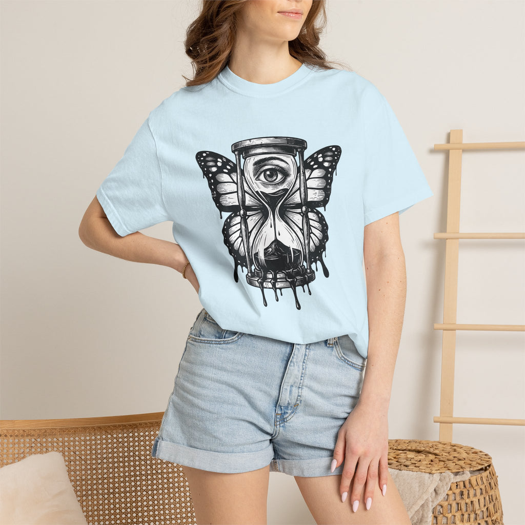 Winged Hourglass Shirt Gothic Abstract Gift Women Macabre Tee Hourglass T-Shirt Emo Fan Dark Art Tshirt Surreal Graphic Classic Glance