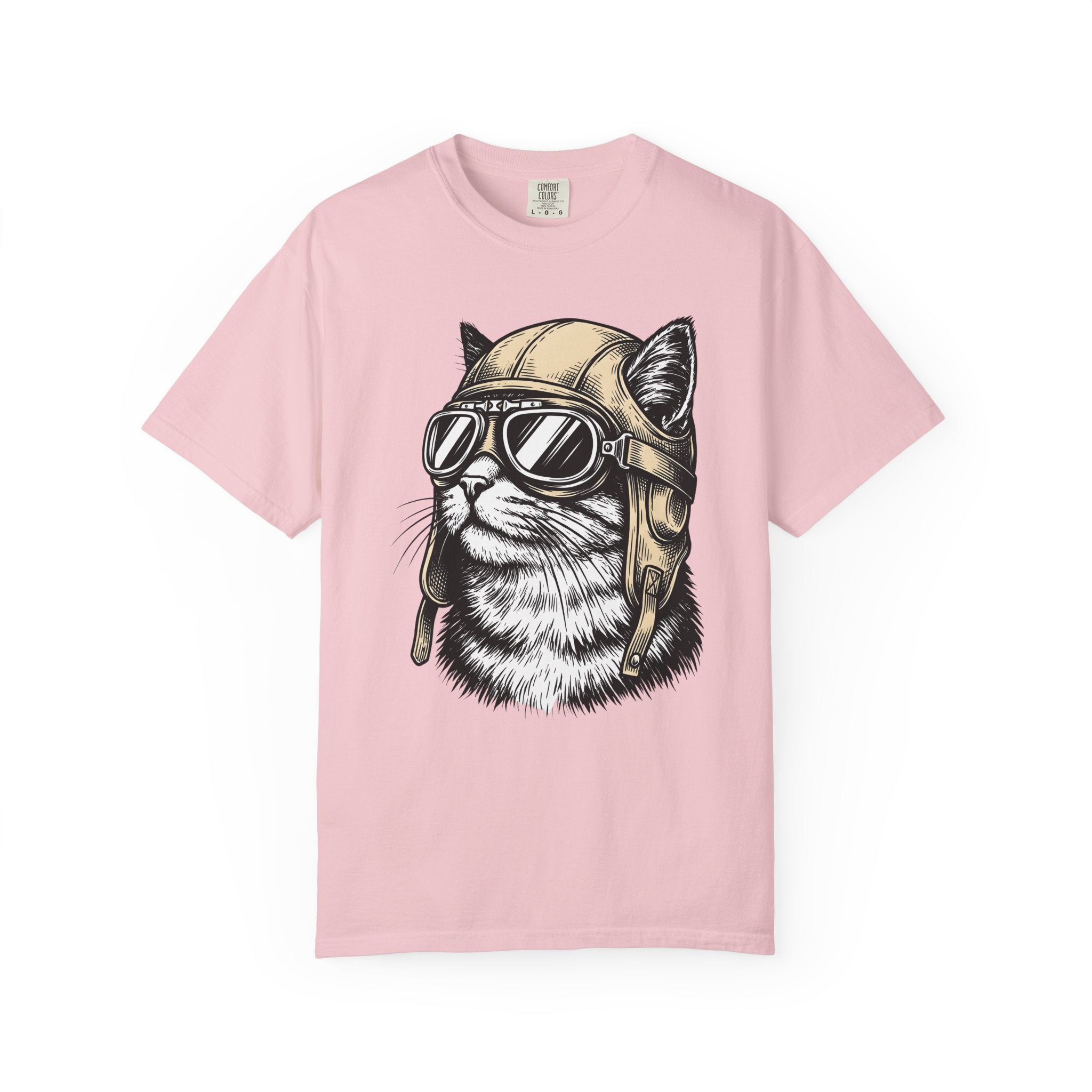 Cat Helmet Shirt Cat Animal Gift Women Hand Drawn Tee Kitty Helmet T-Shirt Cat Fan Feline Tshirt Illustrated Graphic Creature Illustration
