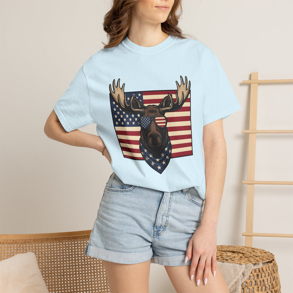 Elk Patriotic Shirt America Wildlife Gift Women Retro Tee Wapiti T-Shirt Patriot Fan Vintage Tshirt Fauna Graphic Sketch Shades Tshirt