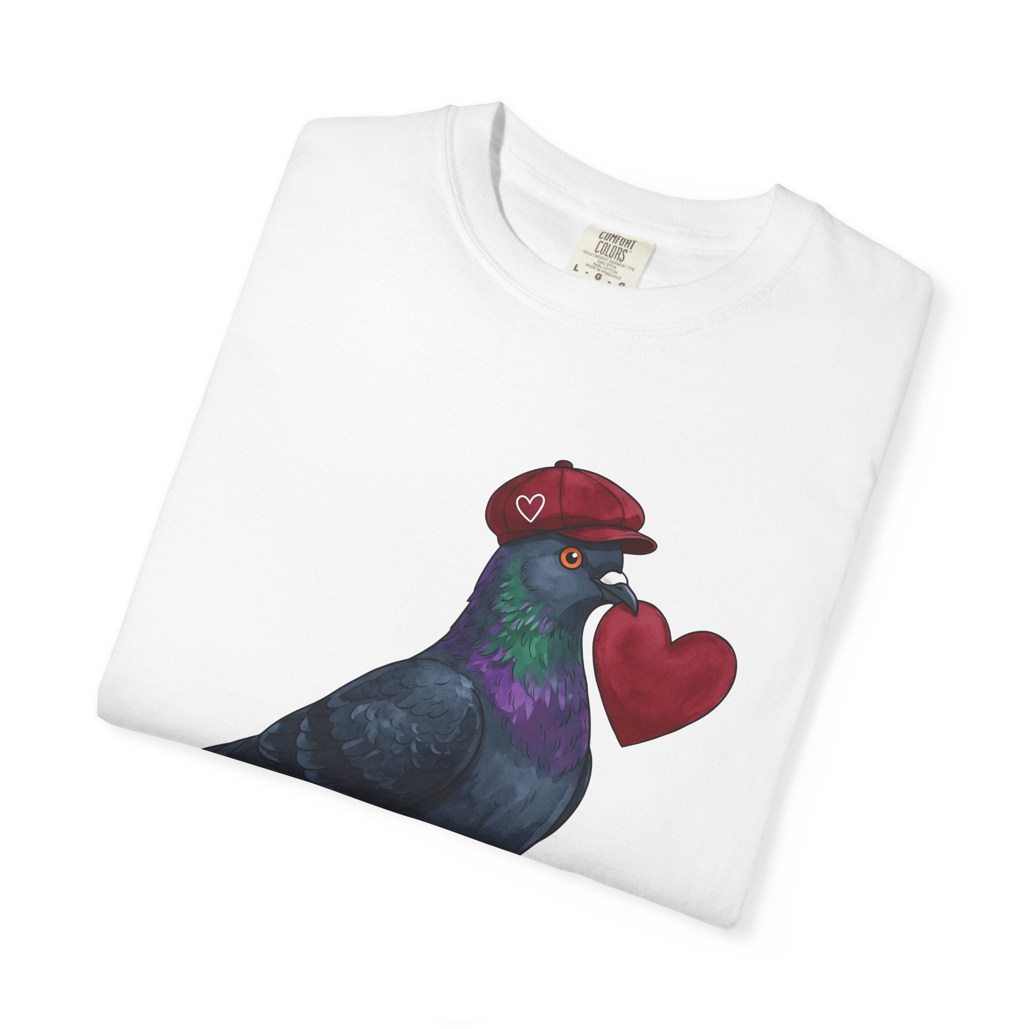 Pigeon Heart Shirt St. Valentines Day Love Gift Women Cartoon Tee Dove T-Shirt Valentine Fan Comic Tshirt Romance Graphic Watercolor Cap