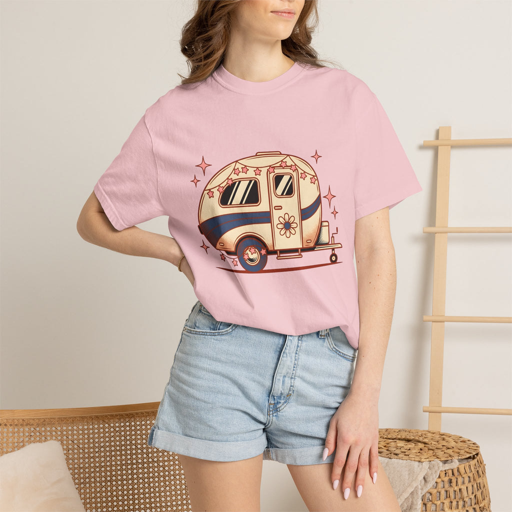 Camper Van Shirt America 4Th Of July Camping Gift Women Retro Tee Motorhome T-Shirt Patriot Fan Vintage Camper Graphic Tshirt Vintage Stars