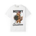 Cat Christmas Hat Shirt Christmas Critters Gift Women Line Art Tee Kitty T-Shirt Christmas Fan Feline Tshirt Animal Graphic Illustration
