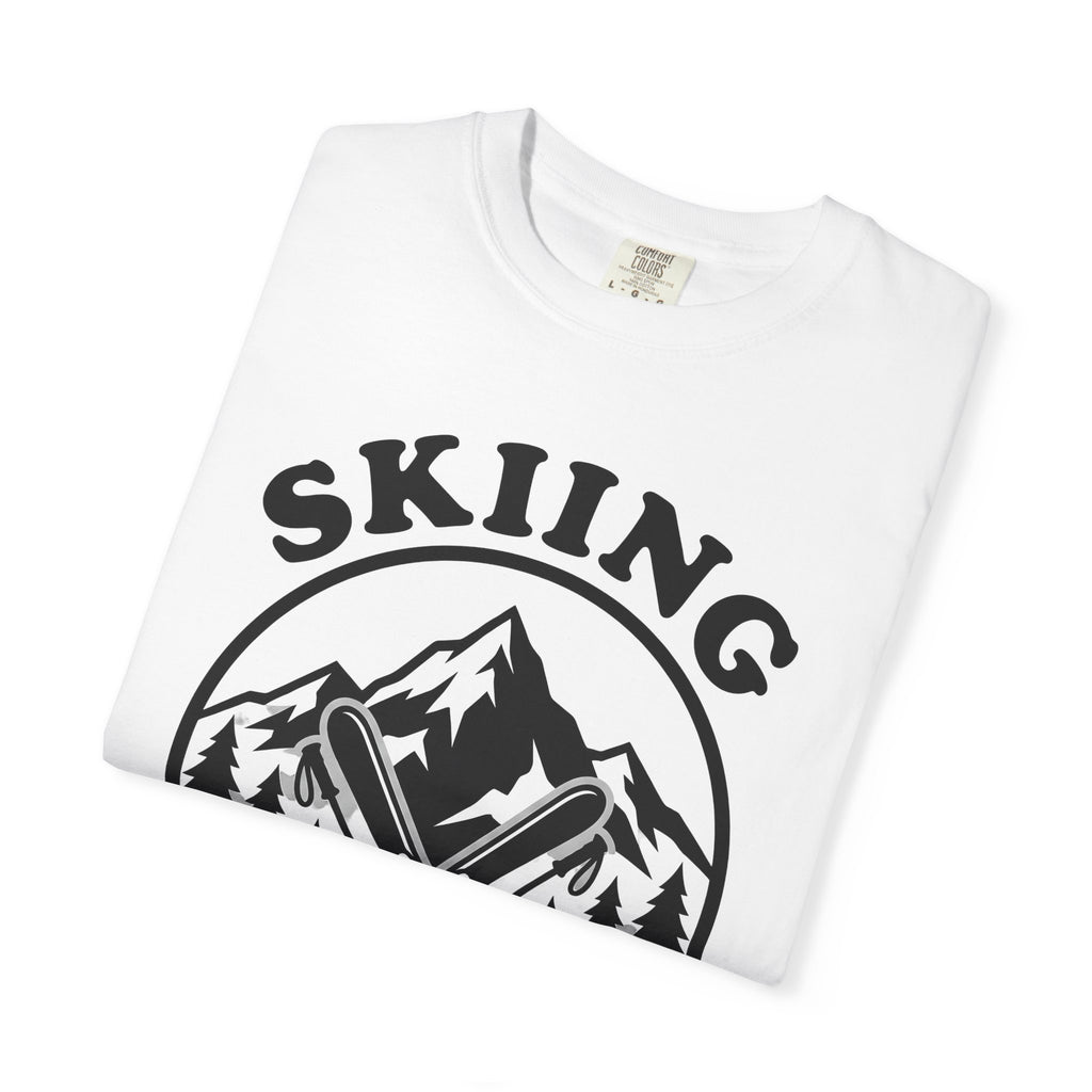 Crossed Skis Shirt Skiing Adventure Gift Women Bold Graphic Tee Skis T-Shirt Snowboarder Enthusiast Graphic Tshirt Thrill Seeker Graphic