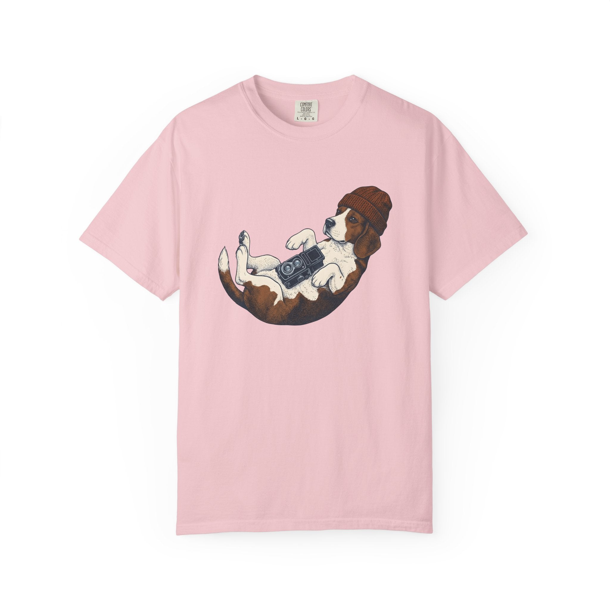 Beagle Puppy Shirt Dog Camera Gear Gift Women Sketch Tee Puppy T-Shirt Dog Fan Hound Tshirt Photography Graphic Retro Photo Camera Tshirt