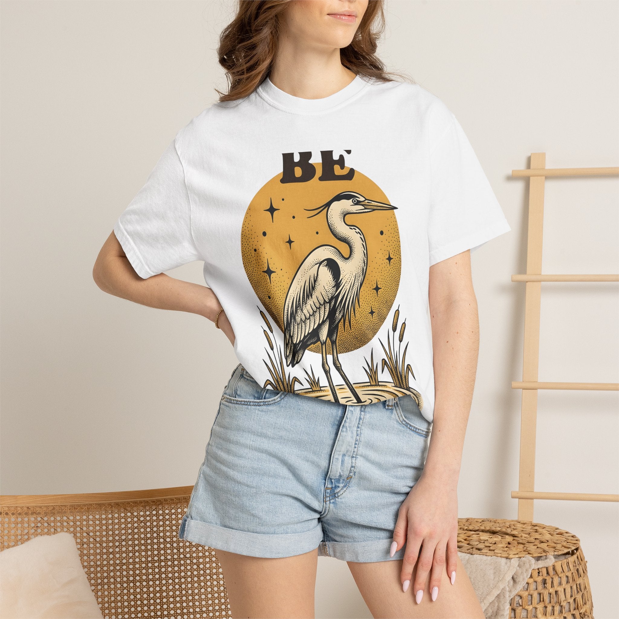 Stork Bird Shirt Nature Creatures Gift Women Heritage Tee Crane T-Shirt Wildlife Fan Heritaget Tshirt Animal Graphic Vintage-Inspired Night