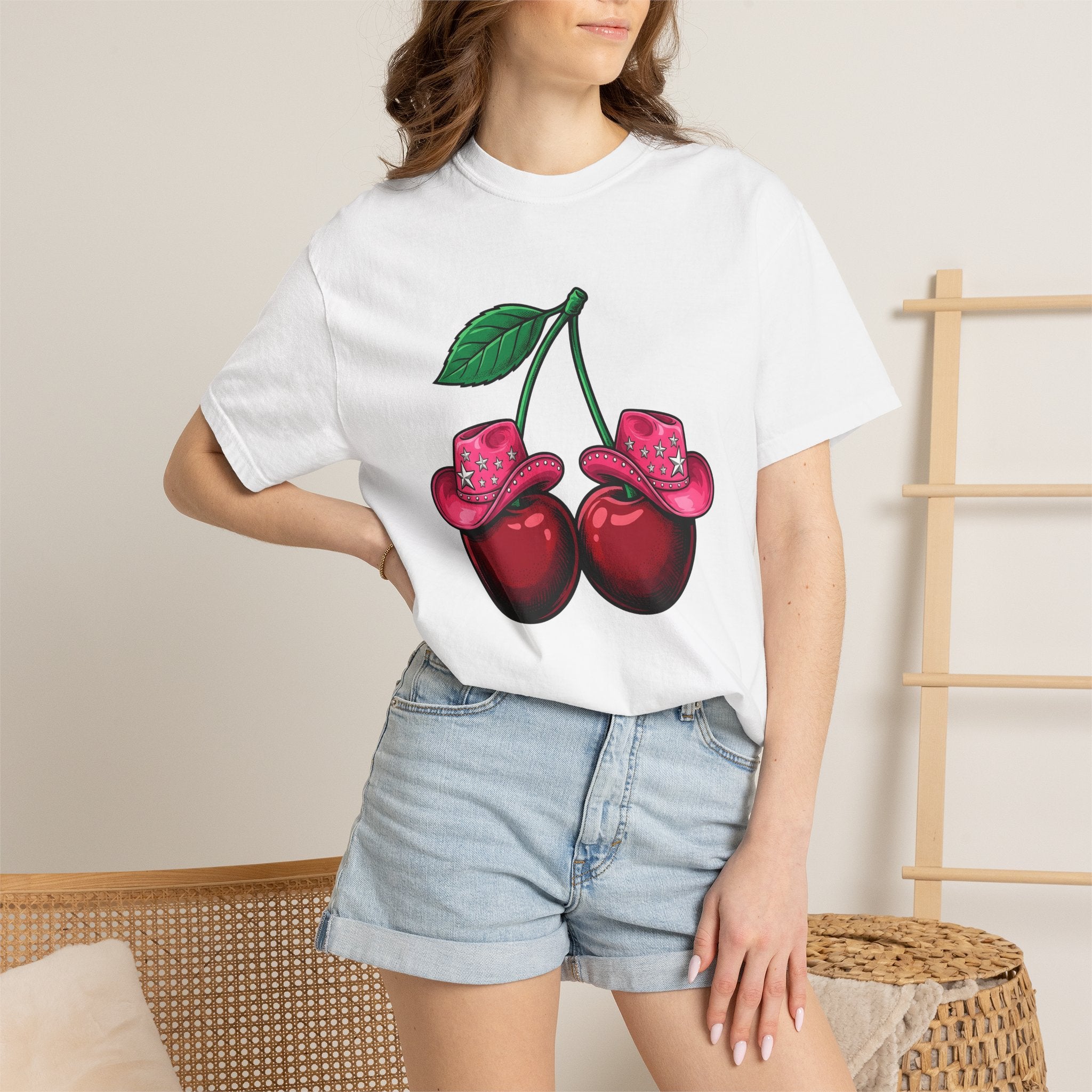 Cherry Cowboy Hat Shirt Cowgirl Harvest Gift Women Cartoon Tee Cowboy Hat T-Shirt Rodeo Fan Cartoon Tshirt Autumn Graphic Classic Star Icon