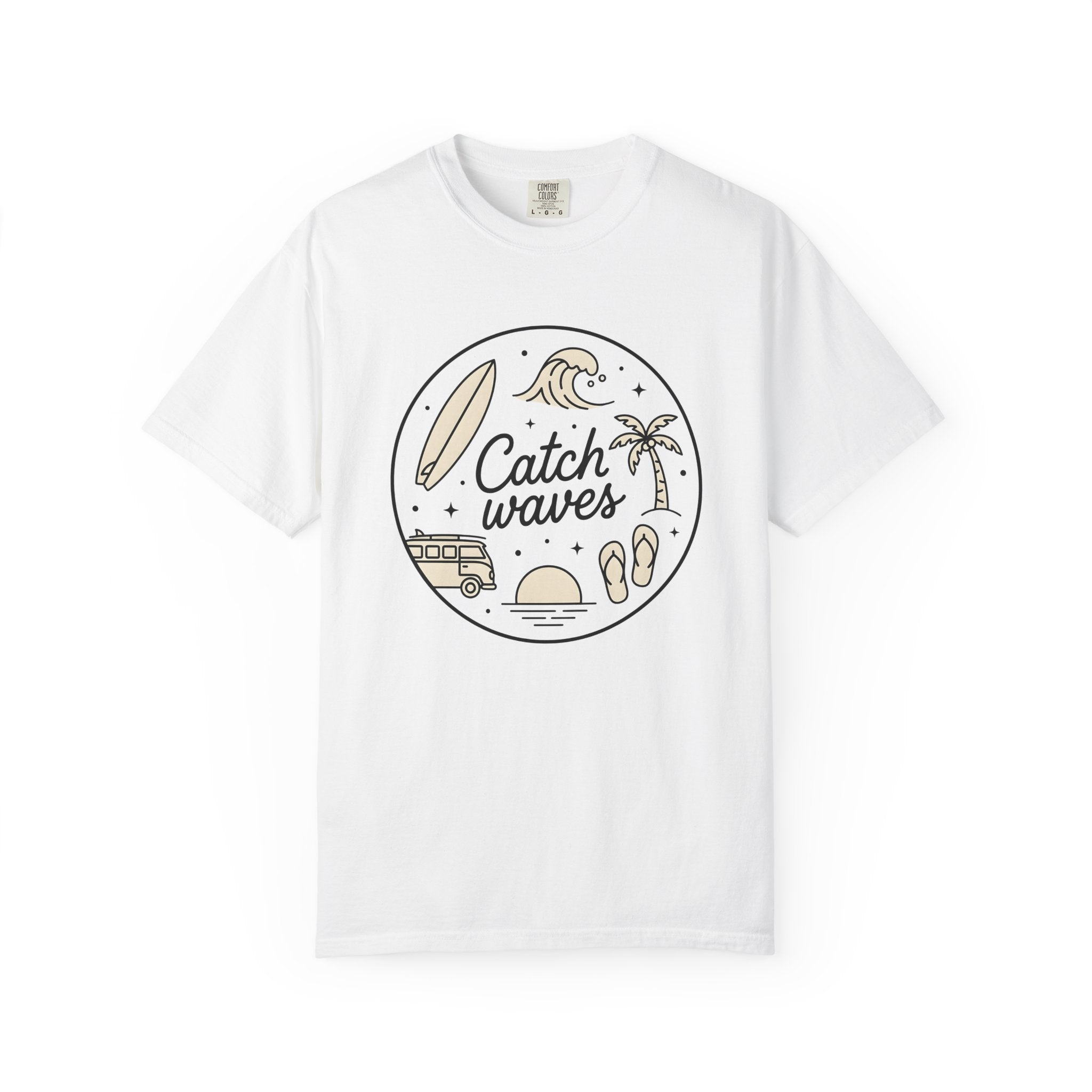 Surfboard Wave Shirt Surfing Beach Gift Women Line Art Tee Wave T-Shirt Surfer Fan Coastal Graphic Illustration Simple Drawing Minimalist