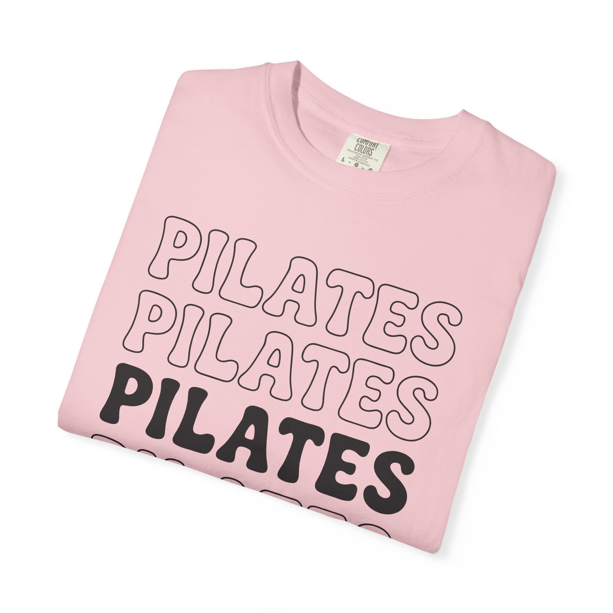 Layered Text Design Shirt Pilates Workout Gift Women Psychedelic Tee Typography T-Shirt Fitness Enthusiast Bohemian Tshirt Exercise Graphic