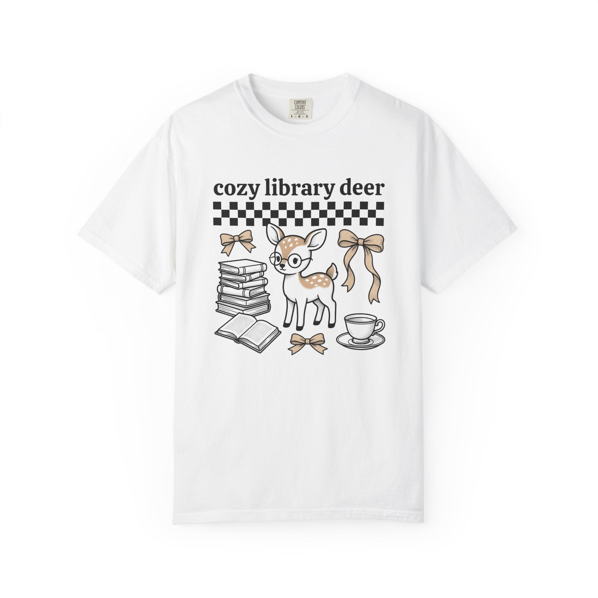 Stag Glasses Shirt Book Wildlife Gift Women Sweet Tee Spectacles T-Shirt Bibliophile Fan Specs Tshirt Animal Graphic Old-School Stacked