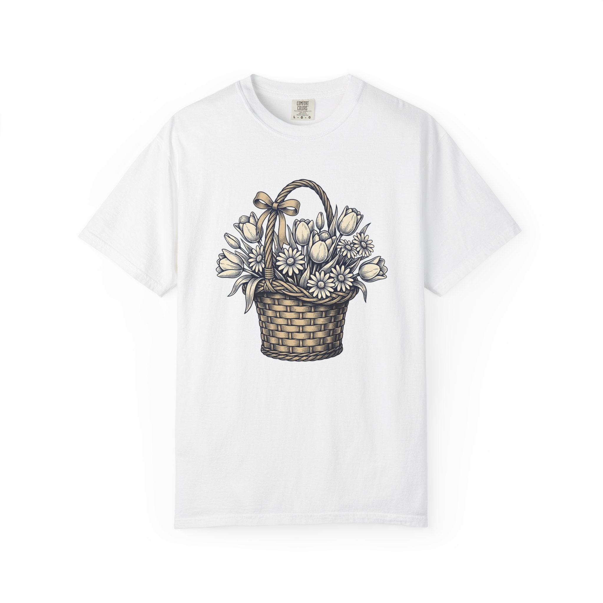 Spring Flowers Shirt Easter Arrangement Gift Women Cartoon Tee Florals T-Shirt Easter Fan Comic Tshirt Bouquet Graphic Illustration Bowtie