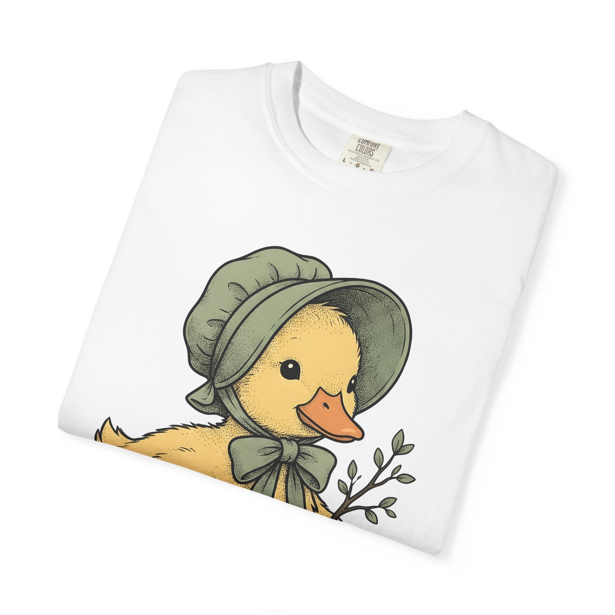 Baby Duck Bonnet Shirt Easter Bloom Gift Women Antique Tee Duckling T-Shirt Easter Fan Baby Bonnet Tshirt Vintage Illustration Line Art Limb