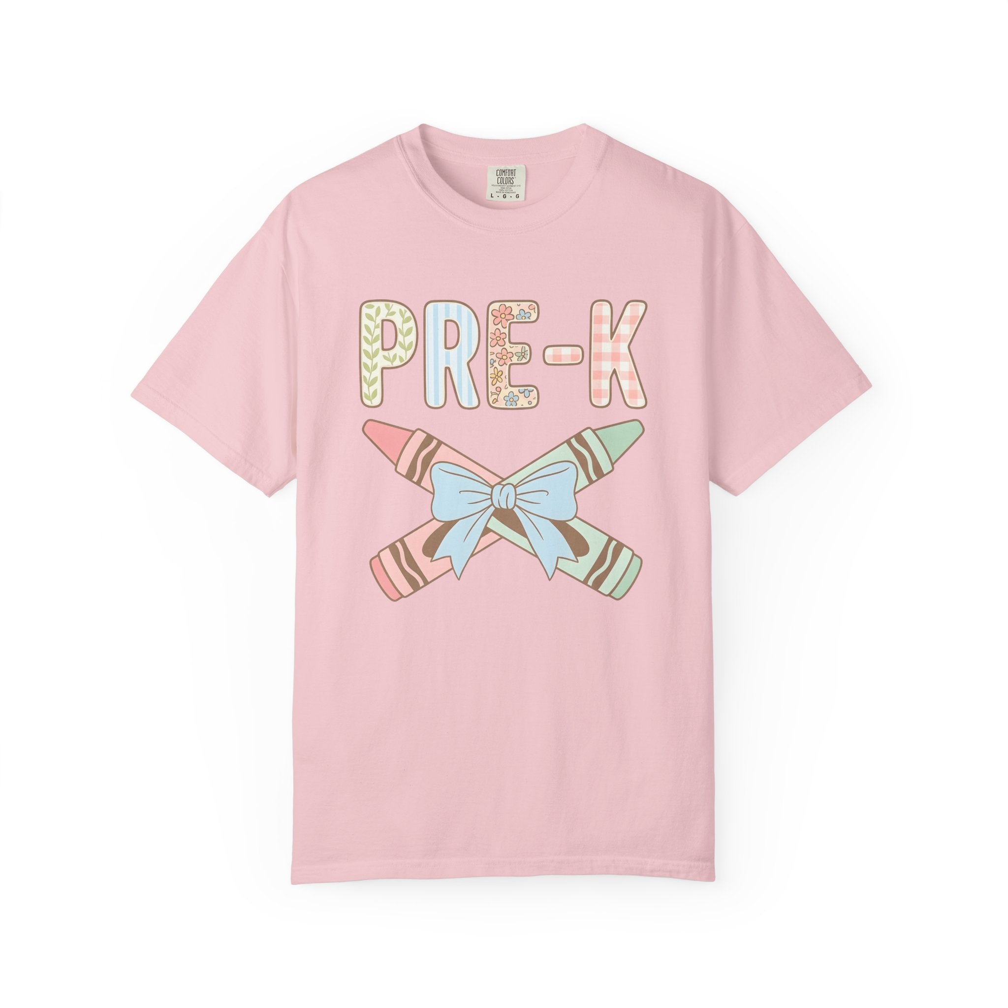 Crayon Bow Shirt Teachers School Gift Women Soft Colors Tee Crayon Ribbon T-Shirt Educator Enthusiast Pastel Tshirt Classroom Graphic Anime