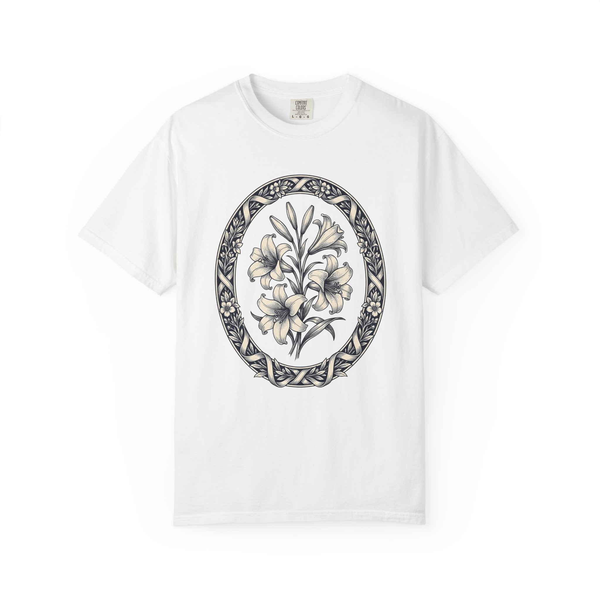Lily Bloom Shirt Easter Flower Gift Women Botanical Art Tee Flower T-Shirt Spring Fan Floral Tshirt Botanical Illustration Retro Flower