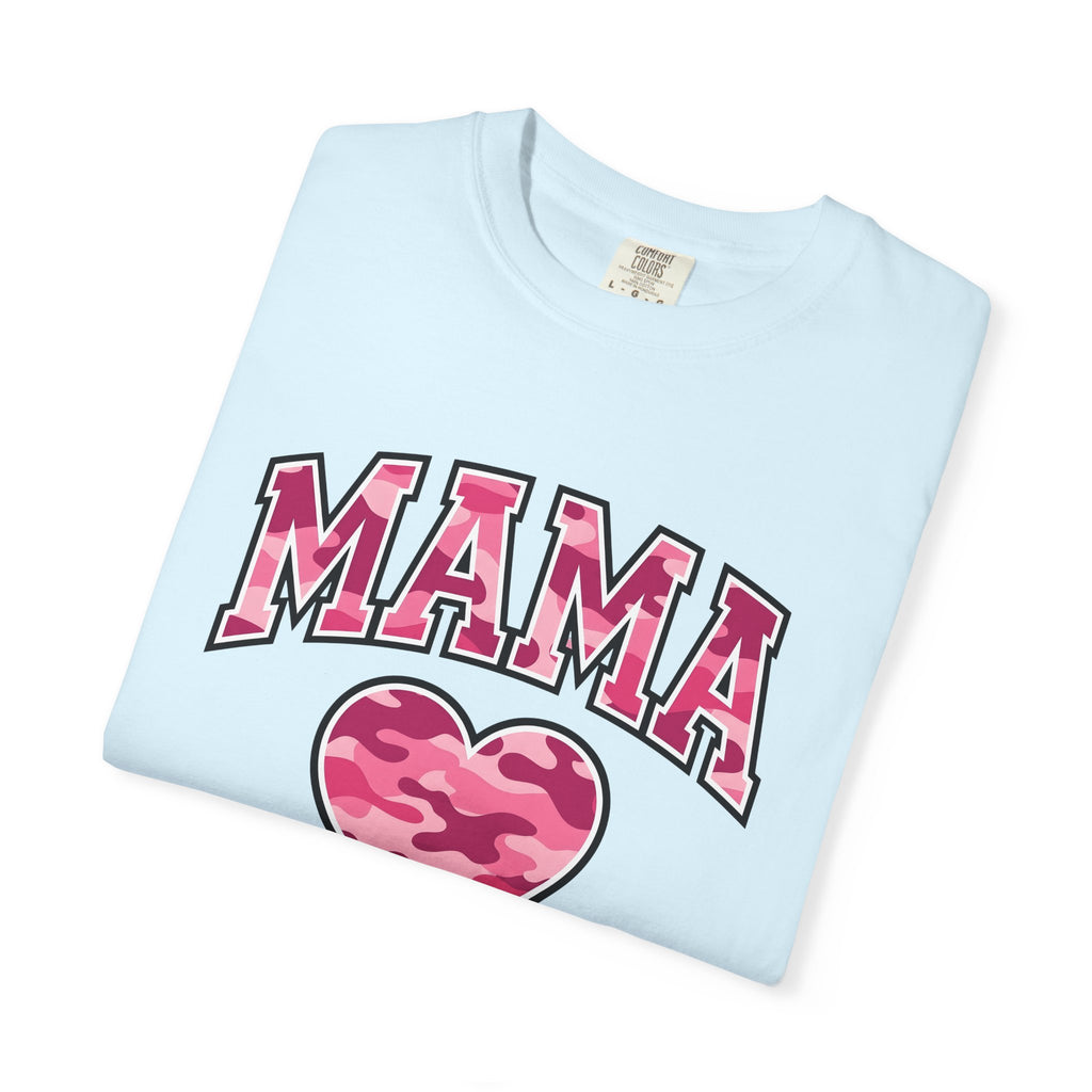 Pink Camo Heart Shirt Mom Family Gift Women Bold Tee Heart T-Shirt Mother Fan Graphic Tshirt Clan Graphic Retro Camouflage Pattern Tshirt