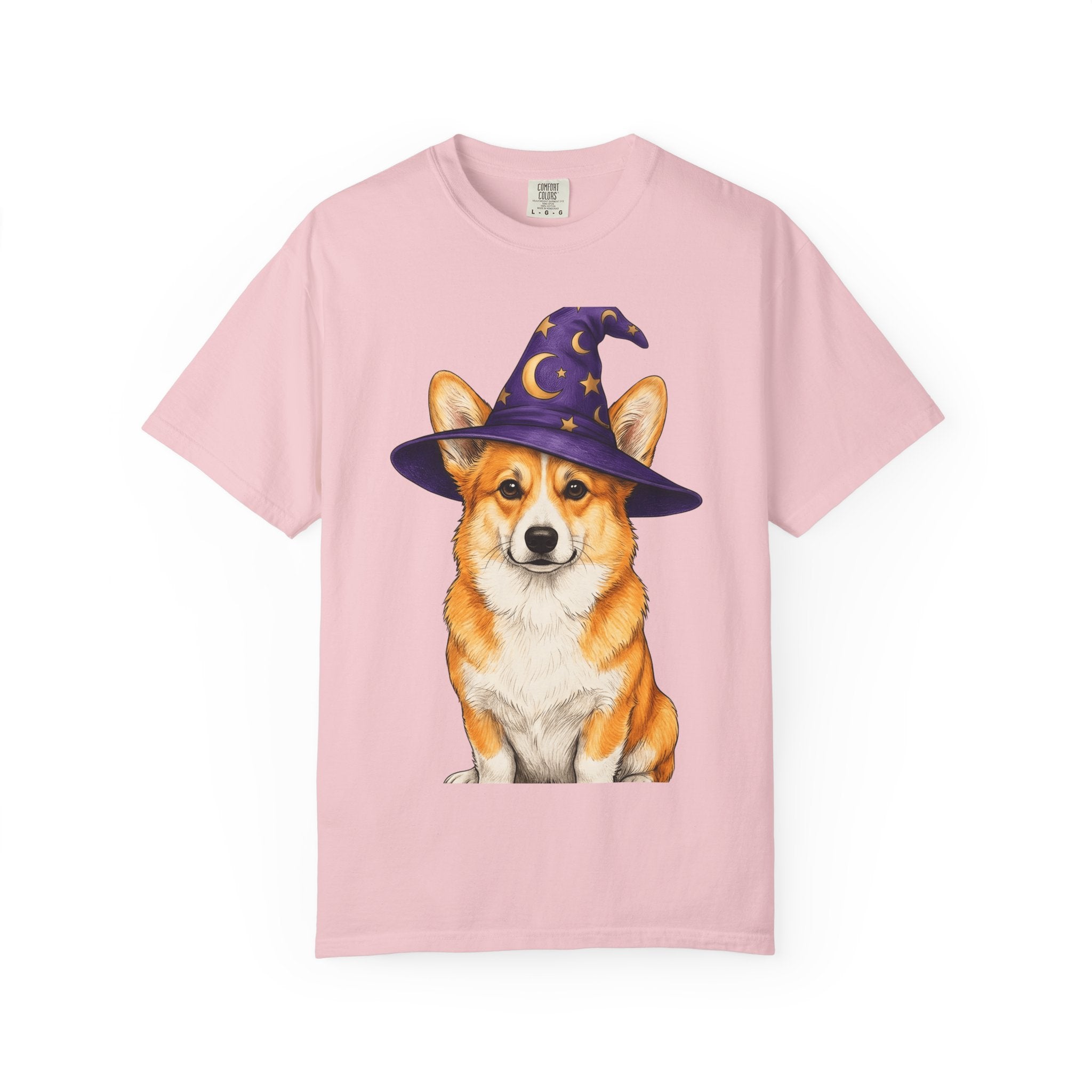 Corgi Mage Shirt Dog Holiday Gift Women Sketch Tee Pembroke Welsh Corgi T-Shirt Dog Fan Drawing Graphic Retro Pointed Hat Tshirt