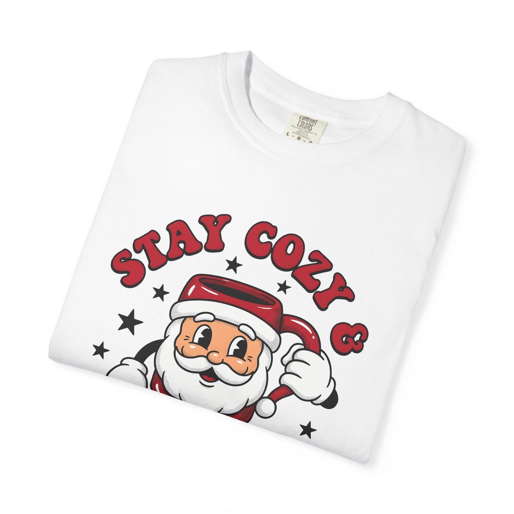 Santa Mug Shirt Christmas Coffee Gift Women Cartoon Tee Mug T-Shirt Christmas Fan Coffee Tshirt Caffee Graphic Retro Stars Tshirt