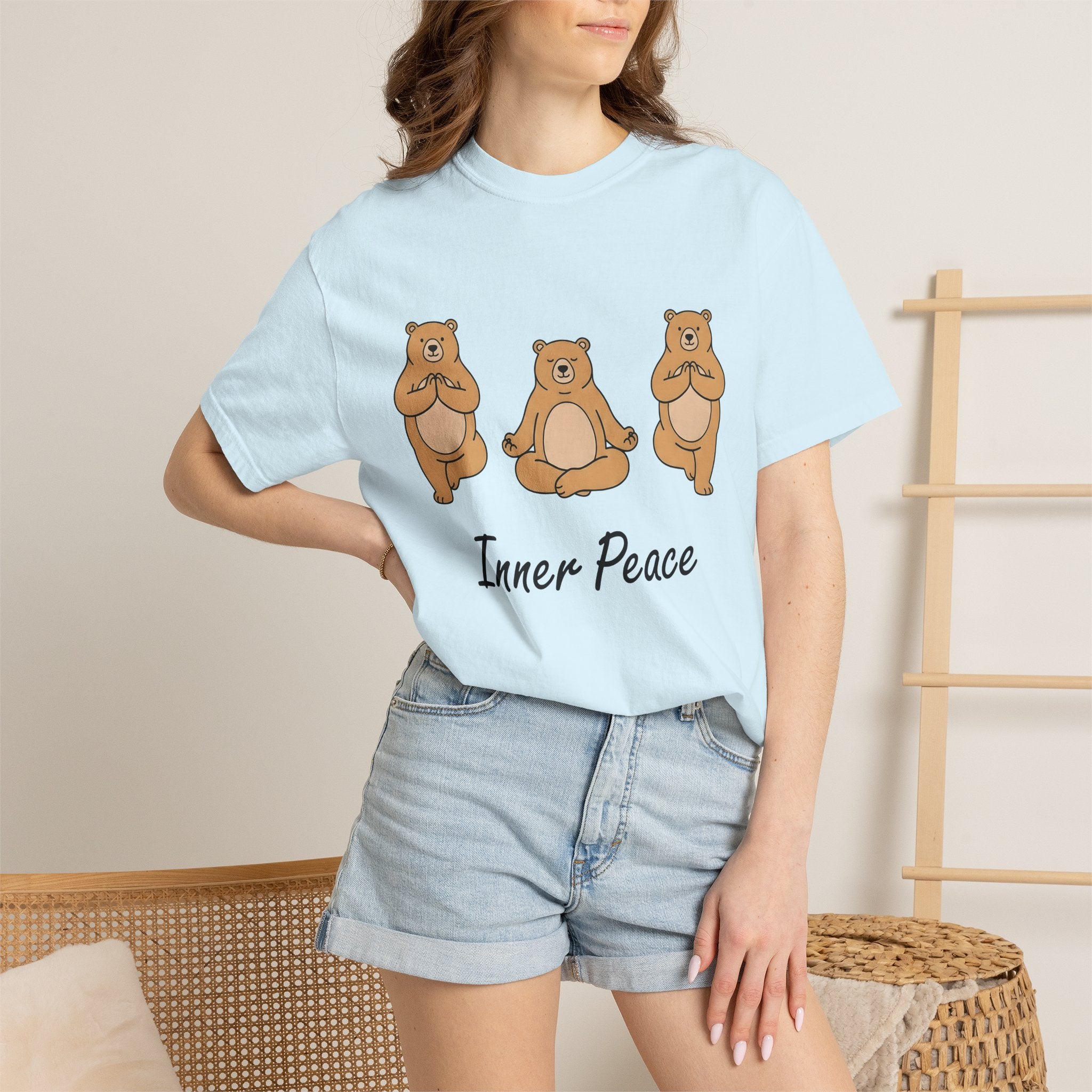 Meditation Bear Shirt Yoga Wildlife Gift Women Kawaii Tee Bear T-Shirt Yoga Enthusiast Cute Tshirt Animal Graphic Simple Zen Pose Tshirt