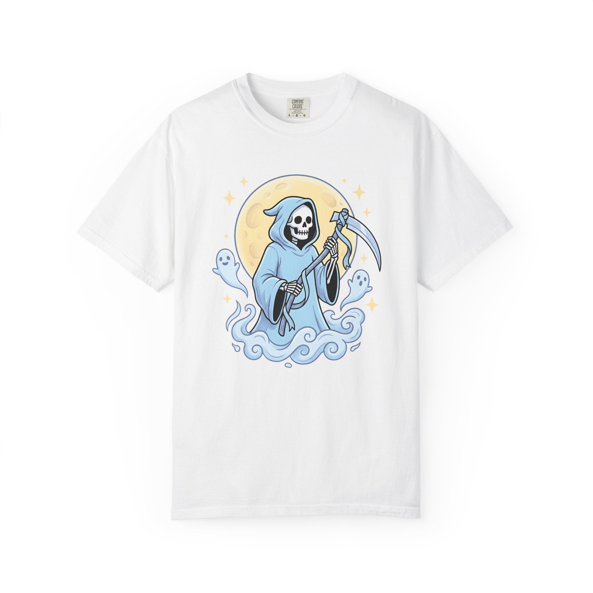 Dark Grim Reaper Shirt Cute Event Gift Women Graphic Tee Reaper T-Shirt Kawaii Fan Illustration Design Party Tshirt Anime Wraith Tshirt