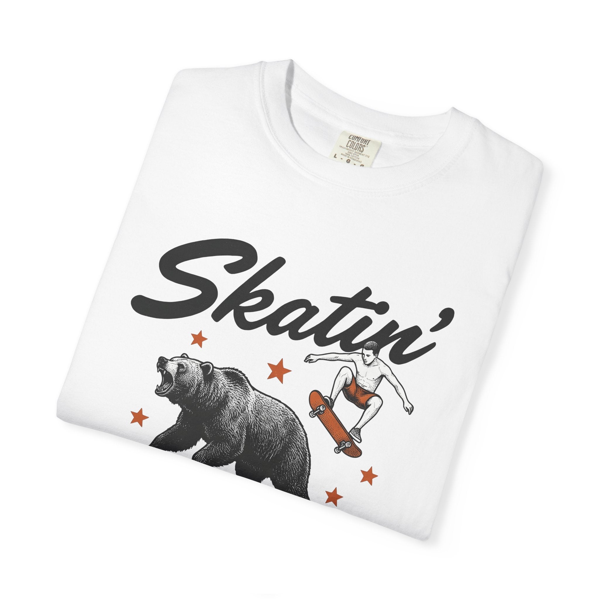 Skateboarding Bear Shirt America Skate Gift Women Sketch Tee Bear T-Shirt American Fan Illustrated Tshirt Skateboard Graphic Line Art