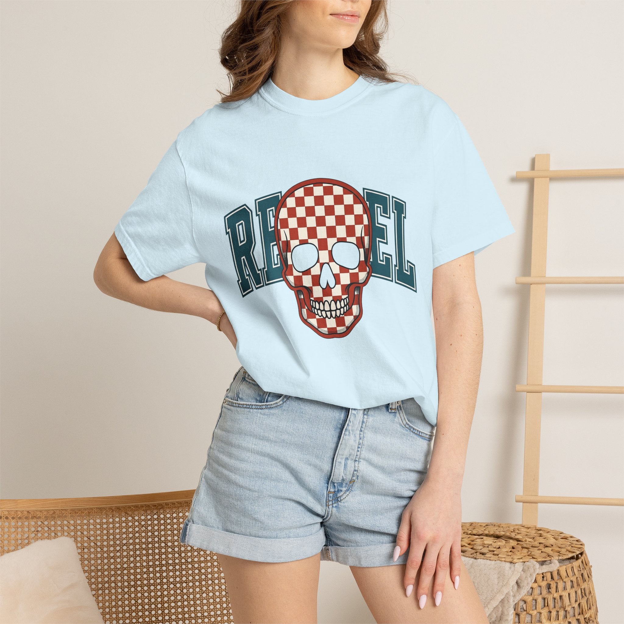 Gingham Skull Shirt America Music Gift Women Pop Art Tee Sugar Skull T-Shirt Patriot Fan Retro Tshirt Melody Graphic Classic Varsity Font
