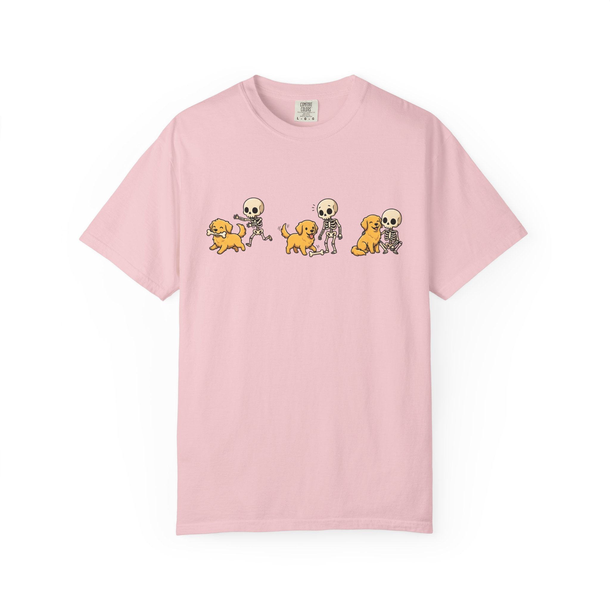 Canine Skeleton Shirt Halloween Pets Gift Women Doodle Tee Dog Skeleton T-Shirt Spooky Fan Dog Graphic Dog Illustration Whimsical Bone