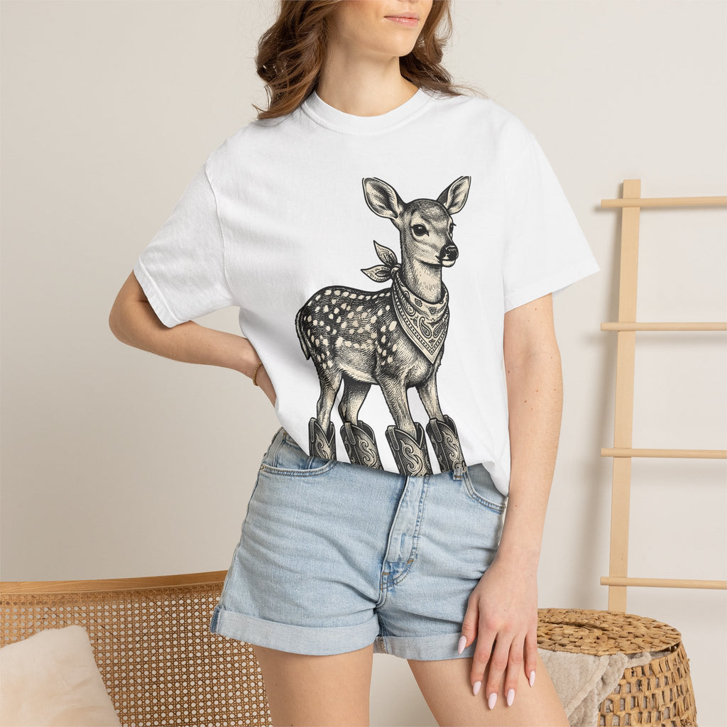 Doe Cowboy Boots Shirt Cowgirl Prairie Gift Women Old School Tee Cowboy Boot T-Shirt Cowgirl Fan Rodeo Tshirt Plains Graphic Cartoon
