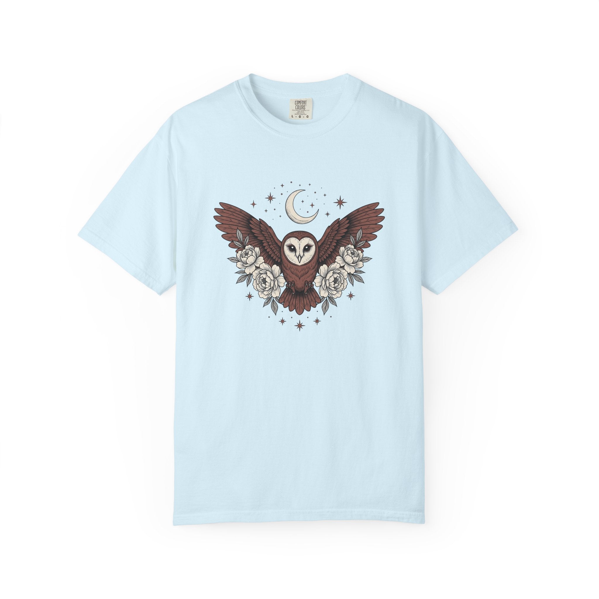 Barn Owl Shirt Cottagecore Flower Gift Women Bohemian Tee Owl T-Shirt Cottage Fan Cottagecore Tshirt Floral Graphic Retro Moon Tshirt