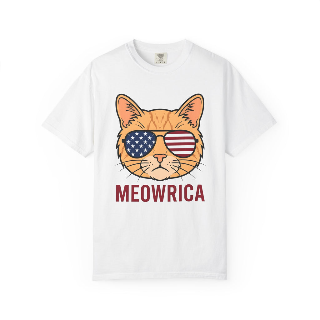 Cat Sunglasses Shirt America Cat Gift Women Cartoon Tee Shades T-Shirt Patriot Fan Comic Tshirt Feline Graphic Retro American Flag Tshirt