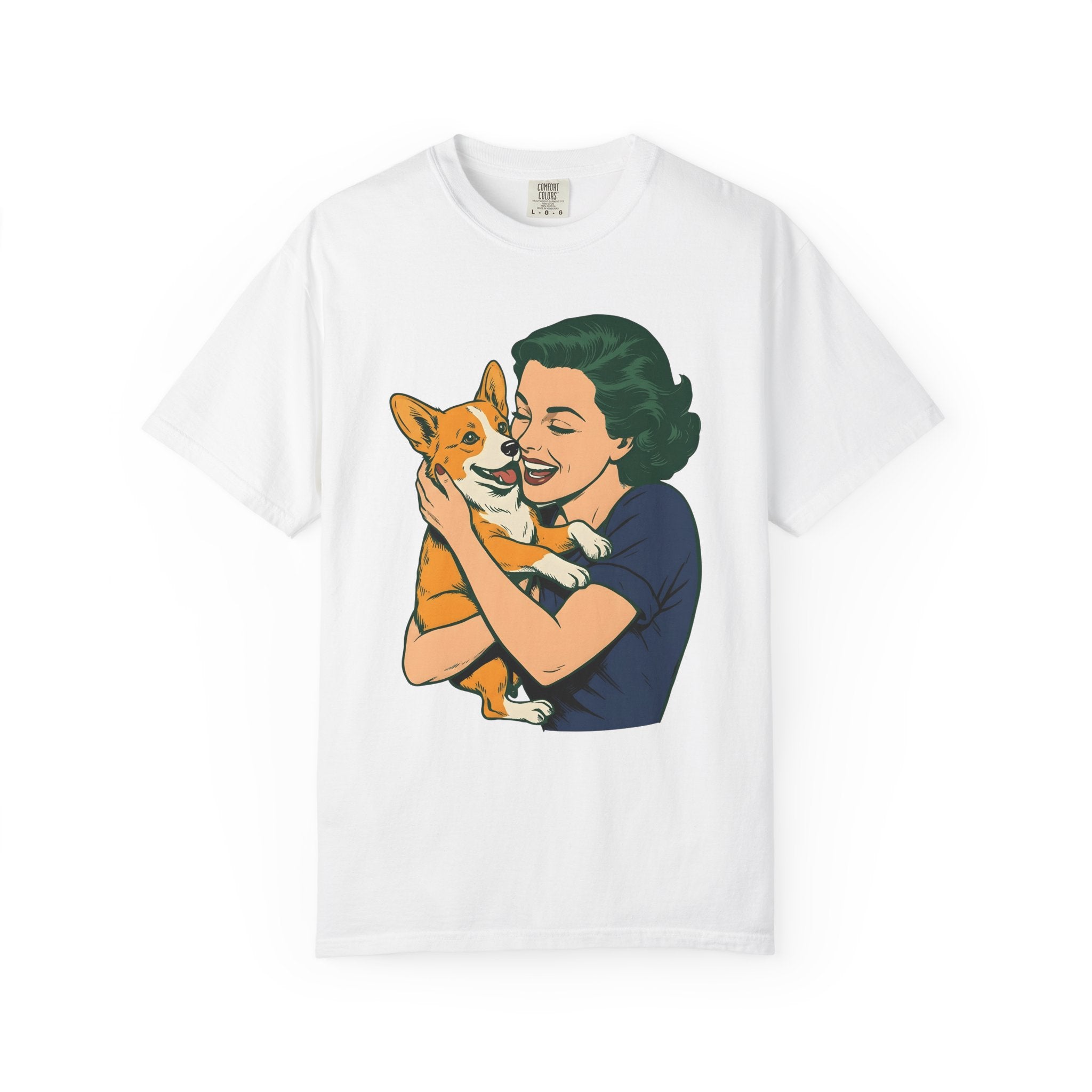 Girl Corgi Shirt Dog Animals Gift Women Classic Tee Corgi T-Shirt Dog Fan Puppy Tshirt Creature Graphic Old School Hug Tshirt