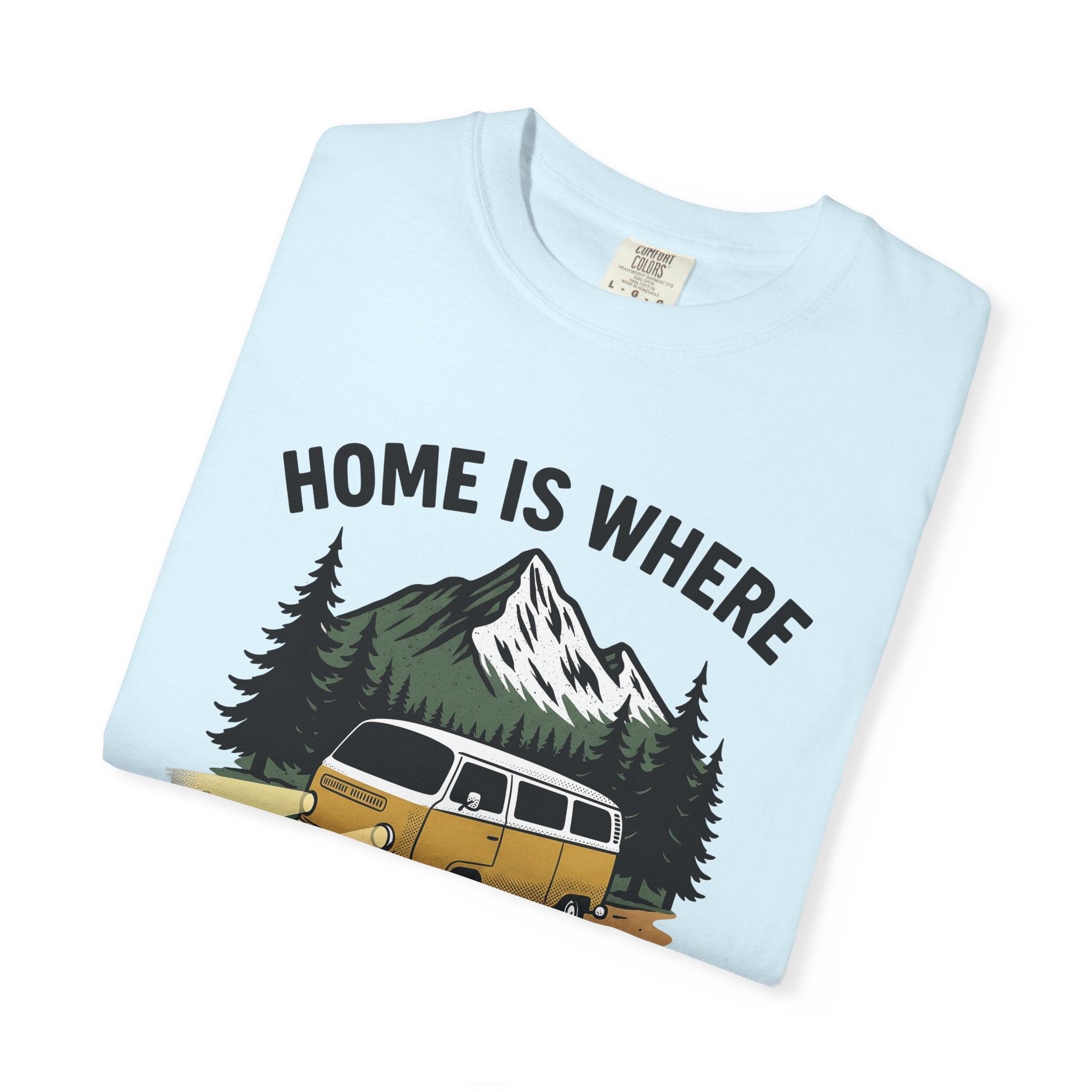 Camper Bus Shirt Camping Hiking Gift Women Classic Tee Motorhome T-Shirt Camper Fan Vintage Tshirt Trekker Graphic Outline Hill Tshirt