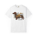 Dachshund Hound Shirt Dog Bouquet Gift Women Vintage Tee Wiener Dog T-Shirt Dog Fan Doxie Tshirt Floral Graphic Cartoon Blossom Tshirt