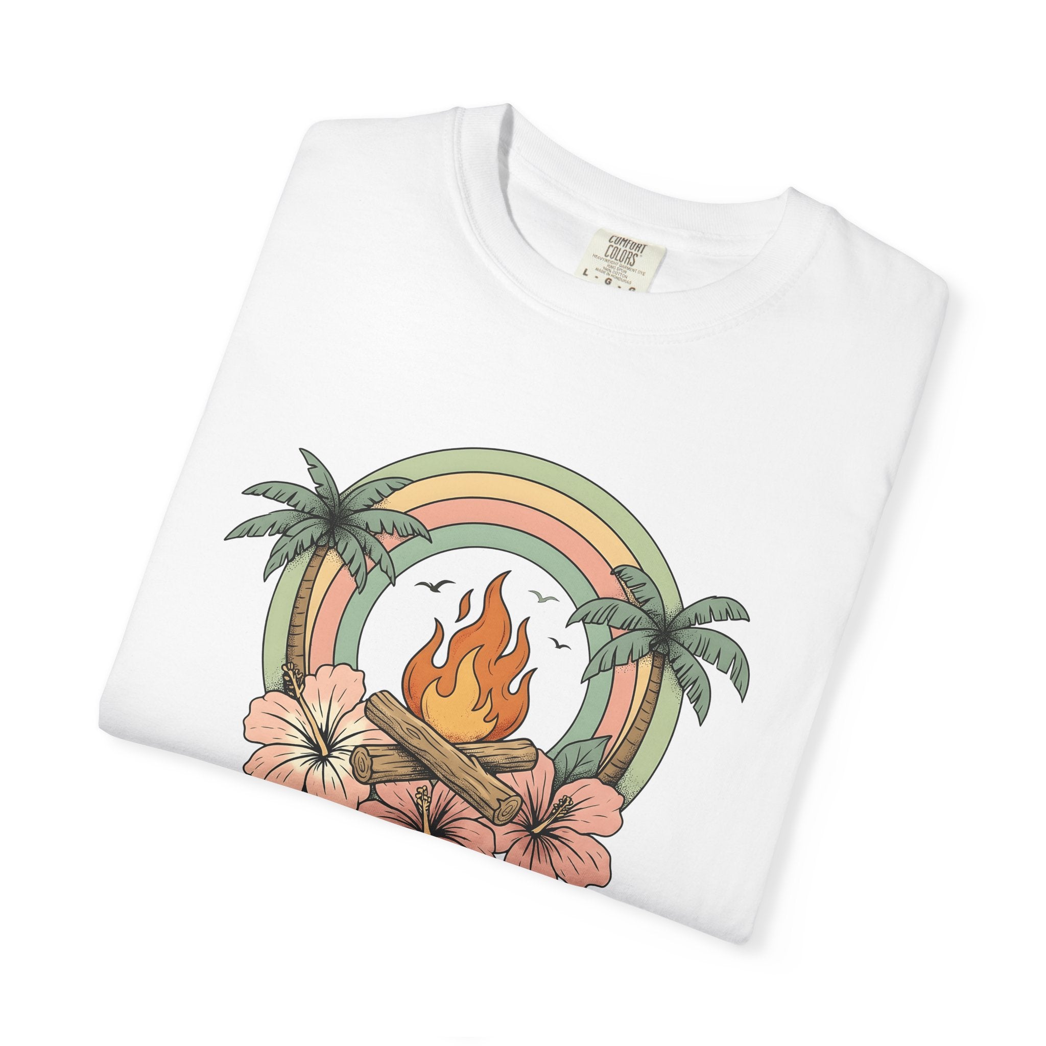 Campfire Rainbow Shirt Cottagecore Shoreline Gift Women Folk Tee Bonfire T-Shirt Homesteader Fan Rustic Tshirt Coastal Graphic Classic