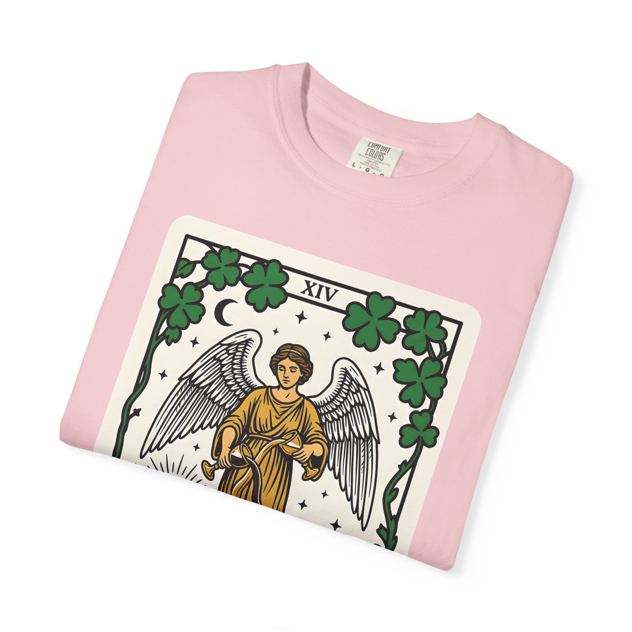 Angel Tarot Card Shirt St Patrick's Day Mystical Gift Women Vintage Tee Oracle Card T-Shirt Luck Fan Retro Tshirt Spiritual Graphic Hand