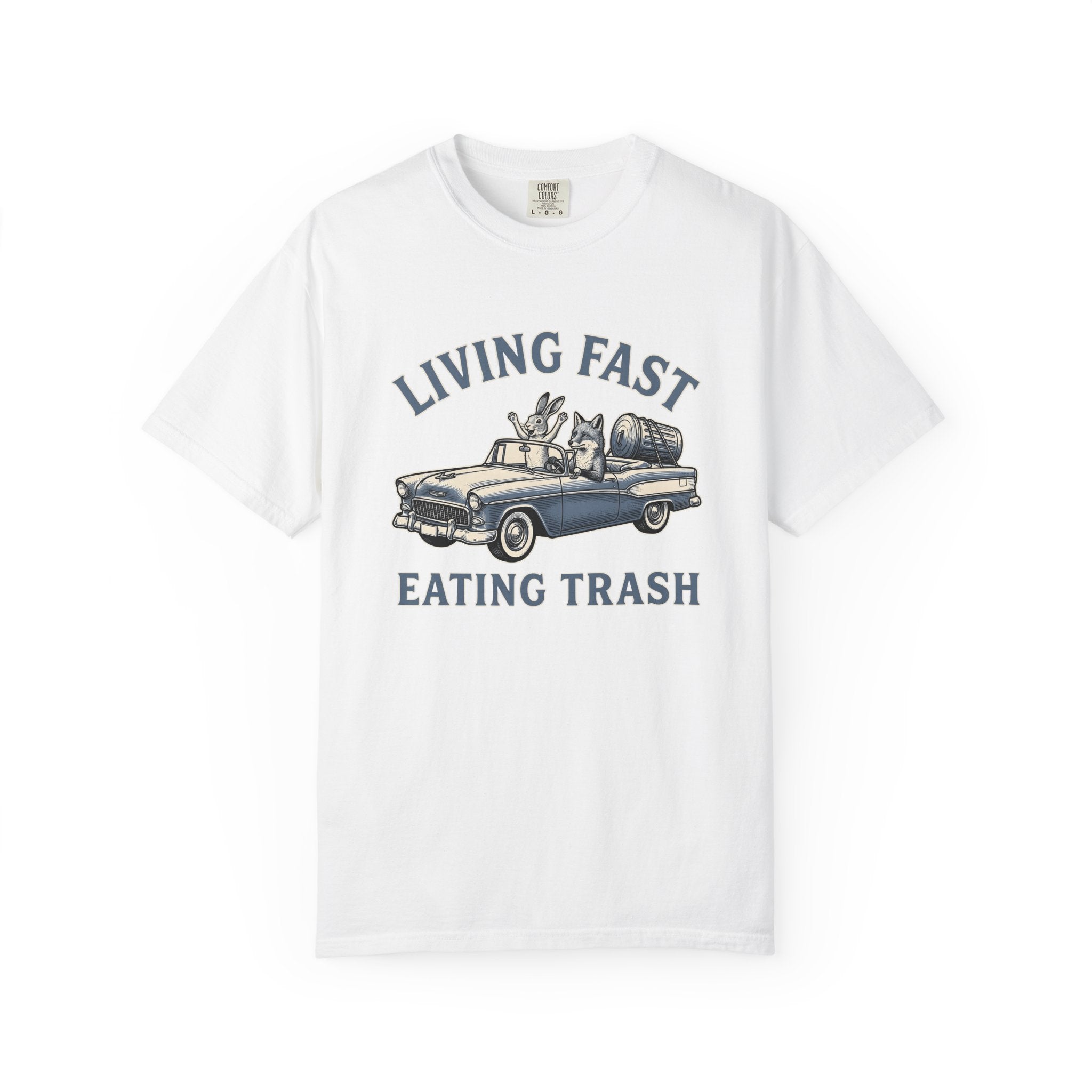 Fox Rabbit Automobile Shirt Animal Joke Gift Women Hand Drawn Tee Car T-Shirt Pet Fan Illustrated Graphic Cartoon Trash Bin Tshirt