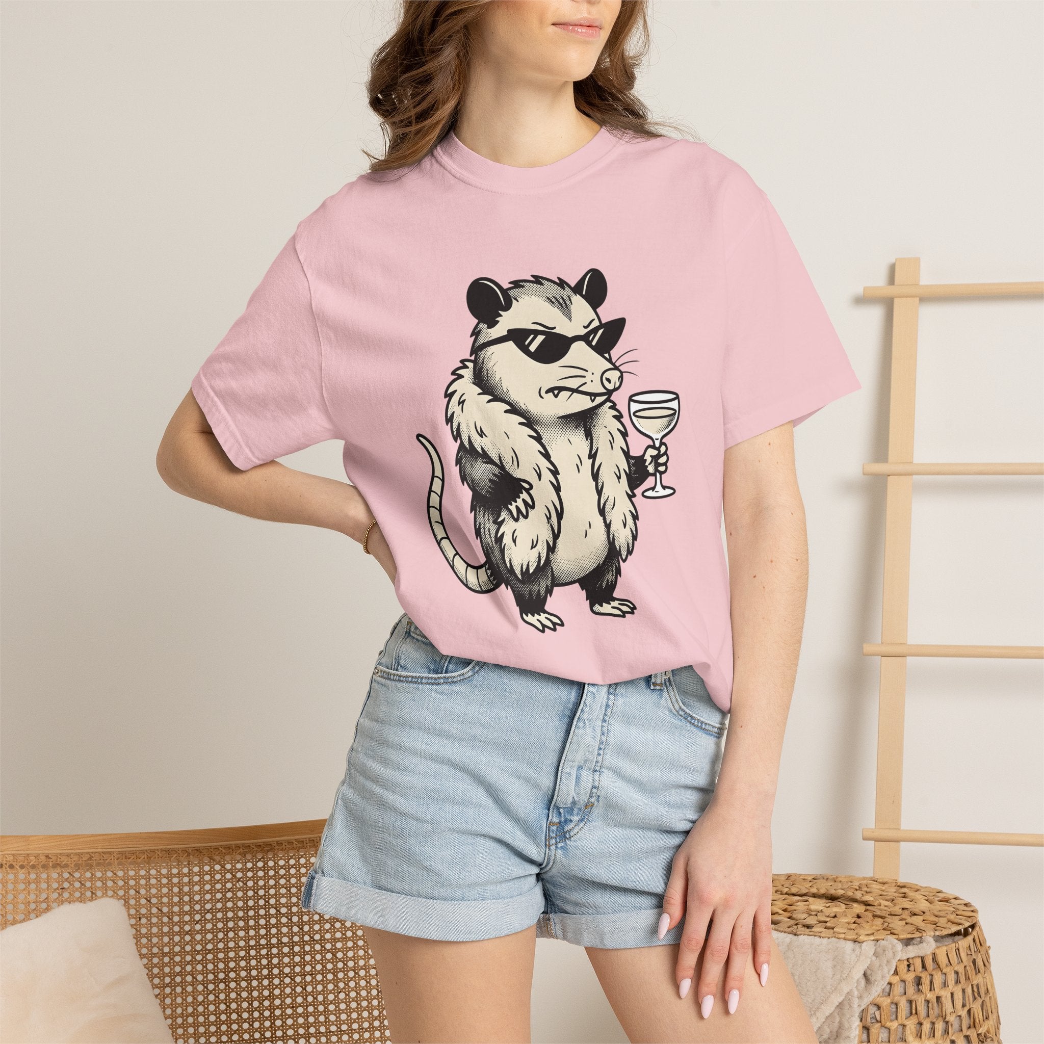 Opossum Sunglasses Shirt Cute Animal Gift Women Cartoon Tee Possum T-Shirt Kawaii Fan Cartoonish Tshirt Creature Graphic Vintage Cocktail