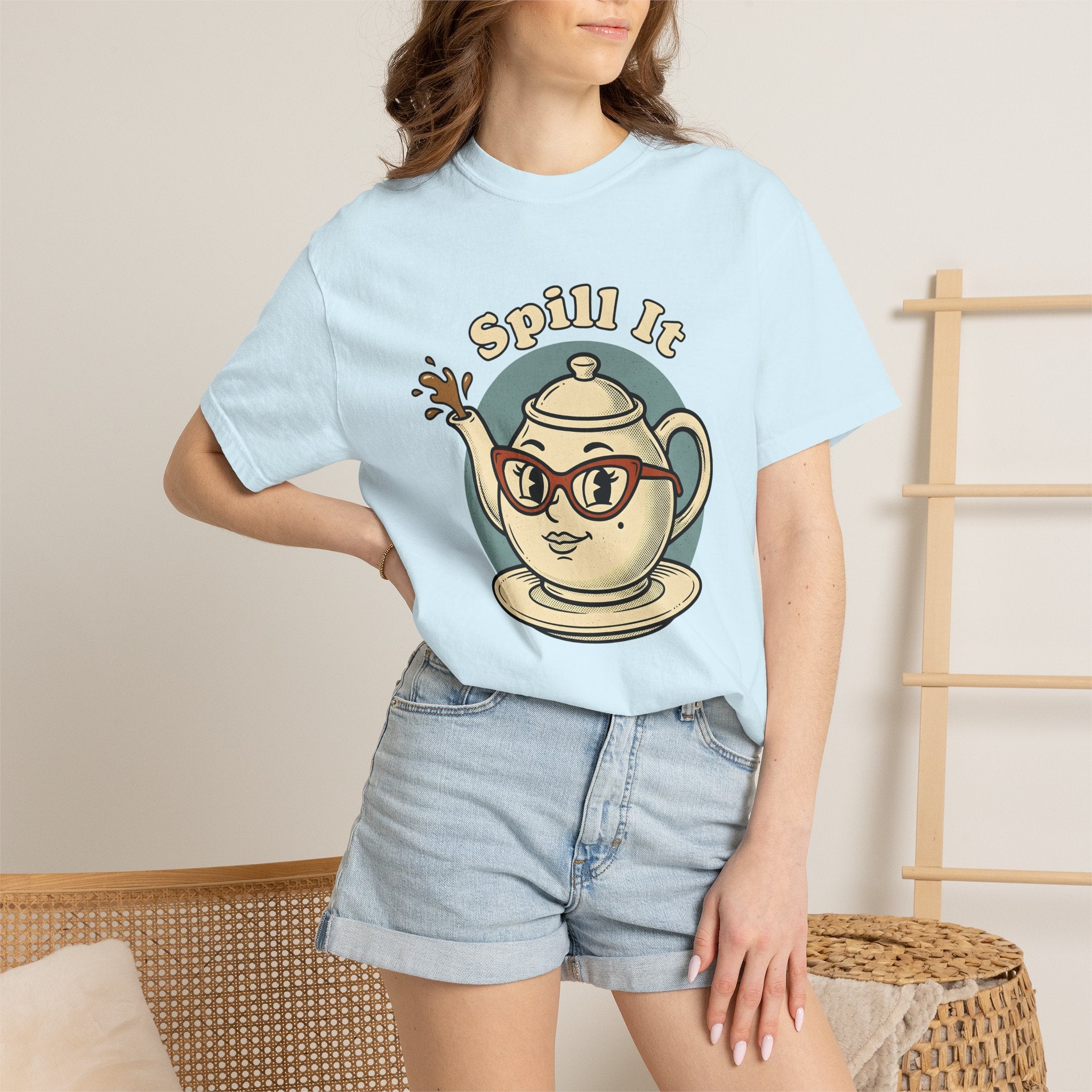 Teapot Face Shirt Coffee Joke Gift Women Comic Tee Teapot T-Shirt Coffee Fan Cartoon Tshirt Pun Graphic Vintage Eyeglasses Tshirt