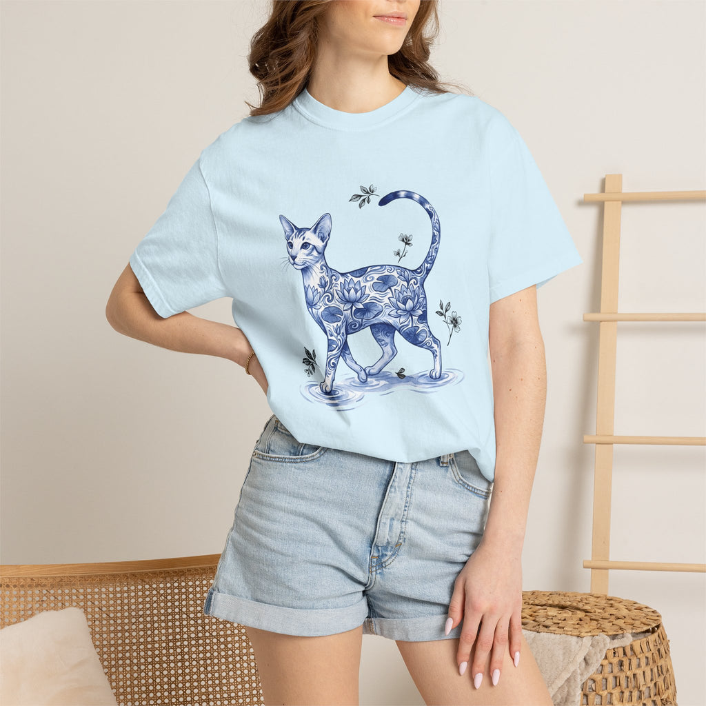 Flower Cat Shirt Cat Flower Gift Women Floral Tee Kitty T-Shirt Cat Fan Fancy Tshirt Blossom Graphic Retro Water Lily Tshirt