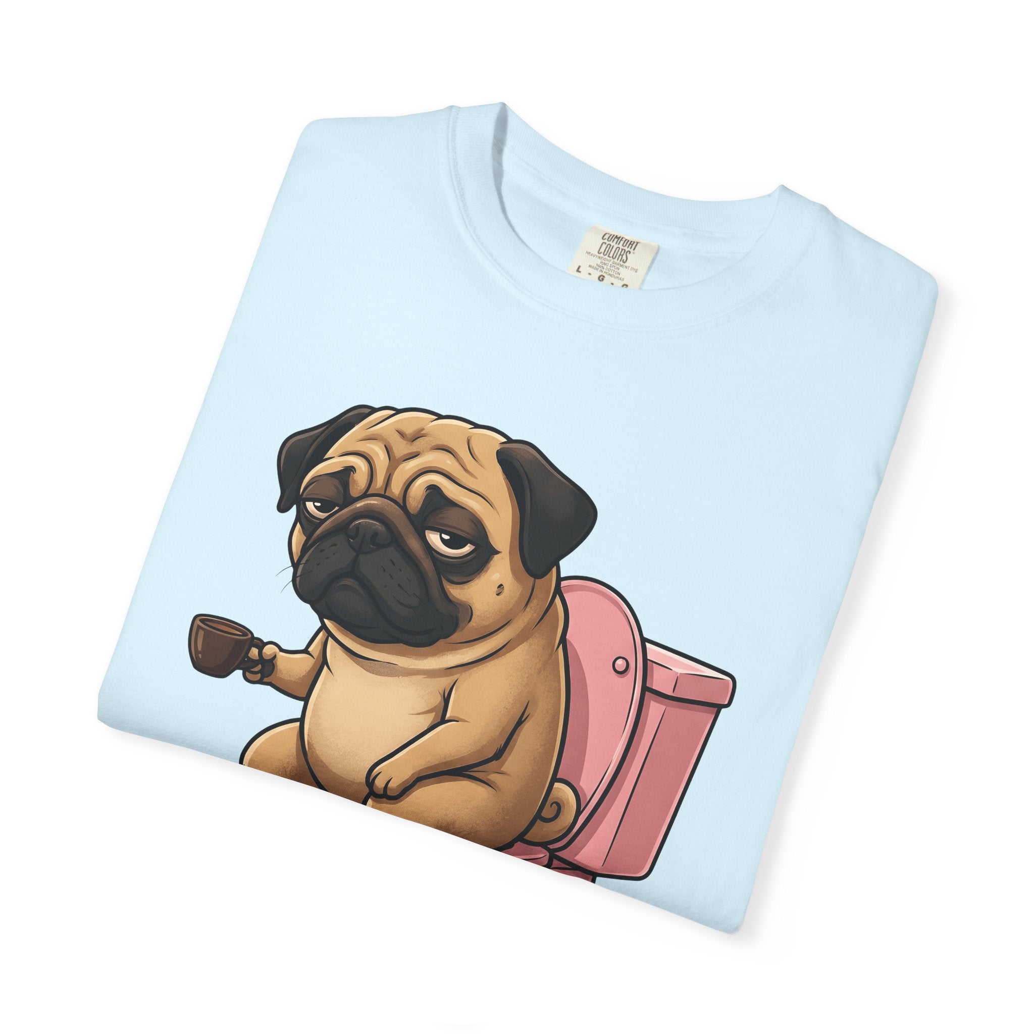 Pug Mocha Shirt Dog Satire Gift Women Animated Tee Pugs T-Shirt Dog Fan Cartoon Tshirt Parody Graphic Line Art Lavatory Tshirt