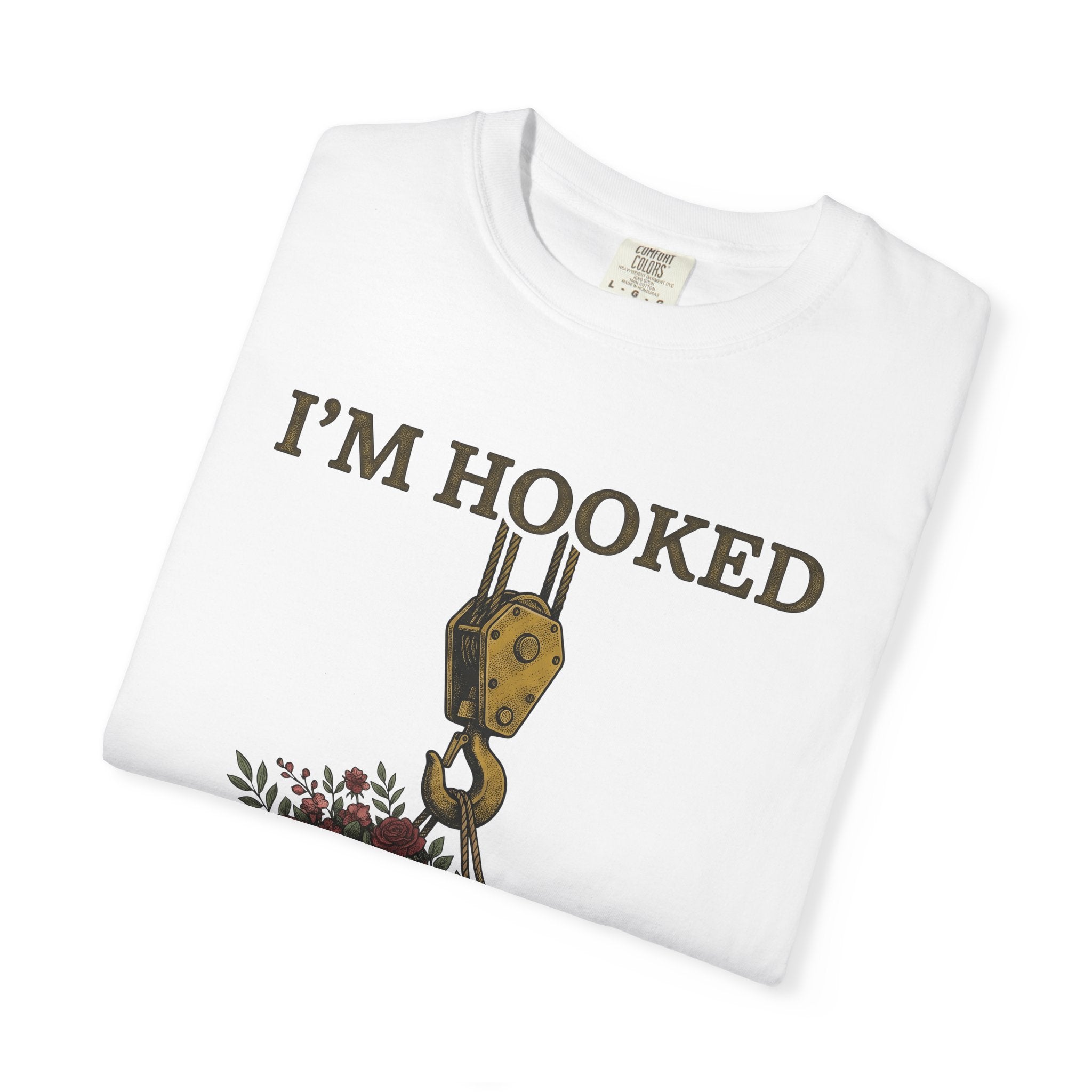 Crane Hook Bouquet Shirt Valentines Day Blossoms Gift Women Hand Painted Tee Hook Arrangement T-Shirt Valentine Fan Painted Art Tshirt