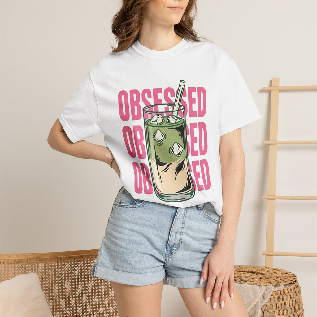 Iced Matcha Latte Shirt Drinks Foodie Gift Women Pop Art Tee Green Tea T-Shirt Beverage Fan Pop Art Tshirt Food Graphic Retro Ice Cubes