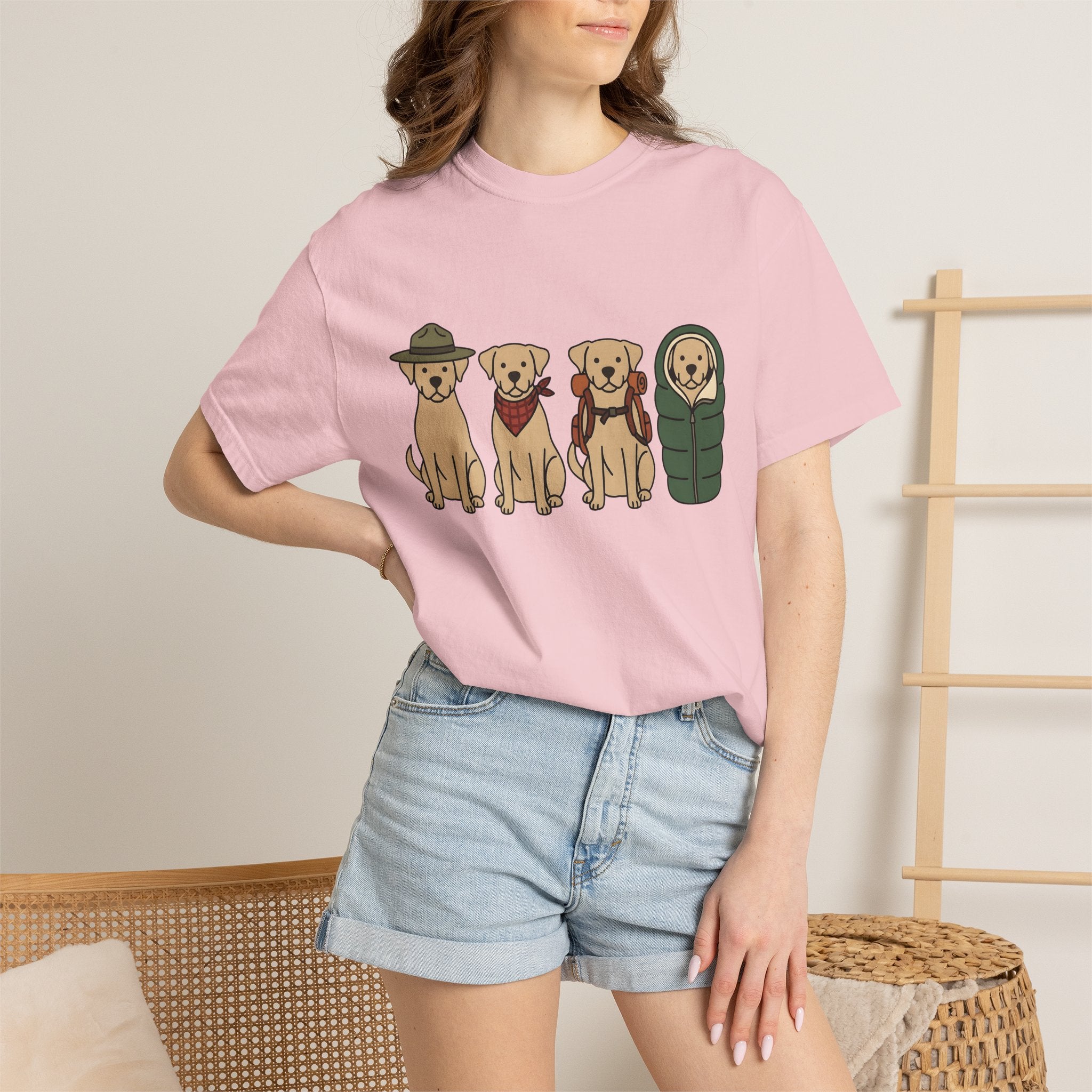 Labrador Retrievers Shirt Dog Hiking Gift Women Caricature Tee Labrador T-Shirt Dog Fan Cartoon Tshirt Trekking Graphic Clean Camping