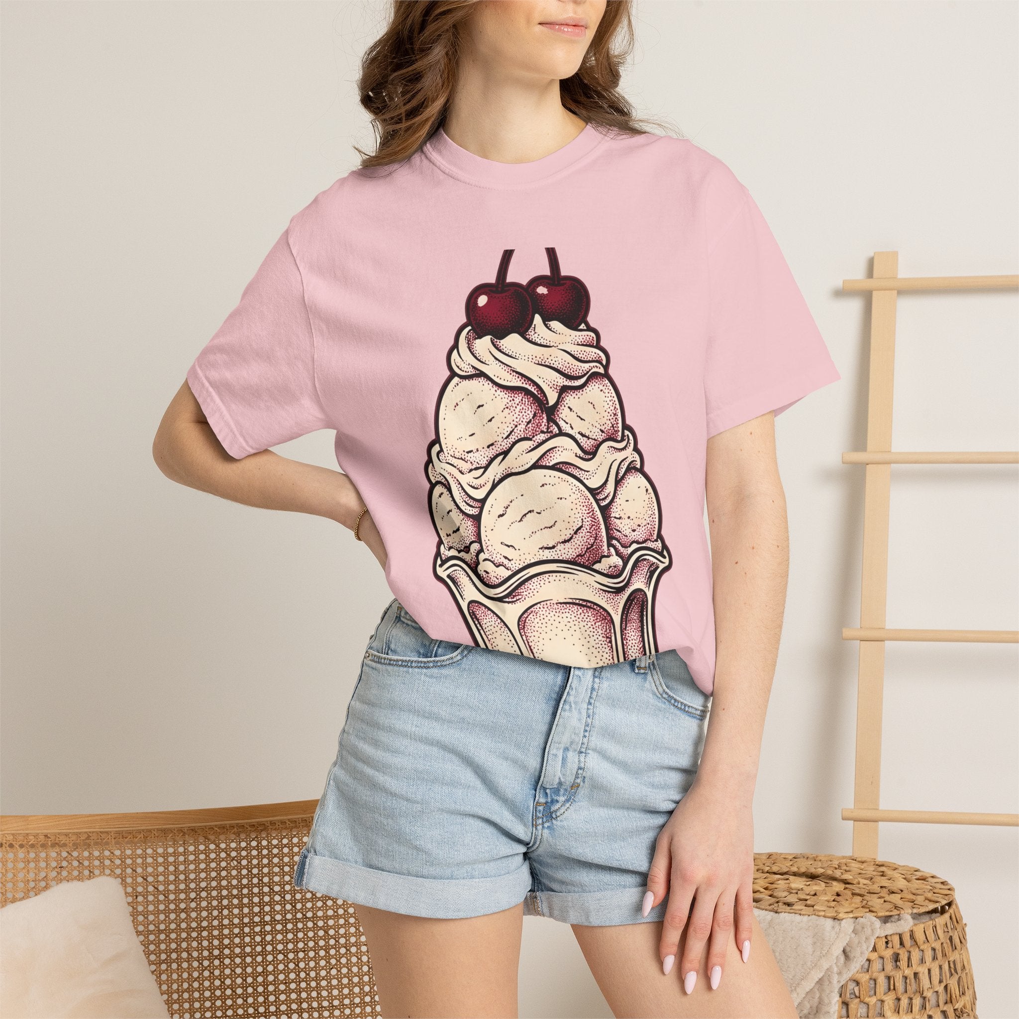 Ice Cream Cone Shirt St Valentines Day Sweets Gift Women Retro Tee Ice Cream T-Shirt Valentine Fan Vintage Tshirt Dessert Graphic Sketch